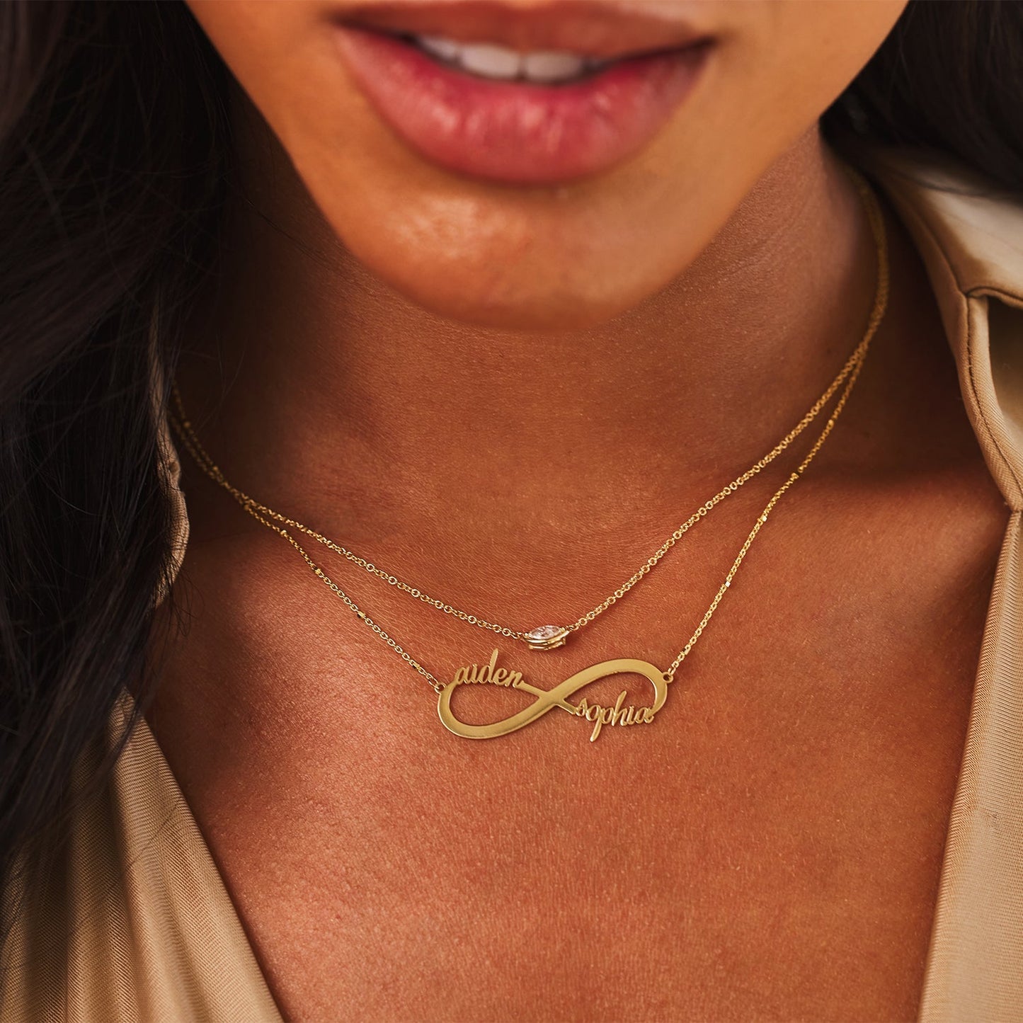 Infinity Custom Name Necklace - Lotus Diamond