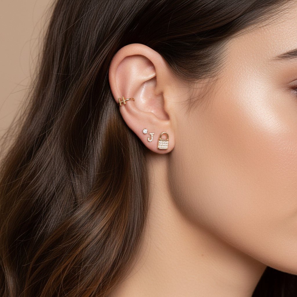 Initial Ear Cuff - Lotus Diamond
