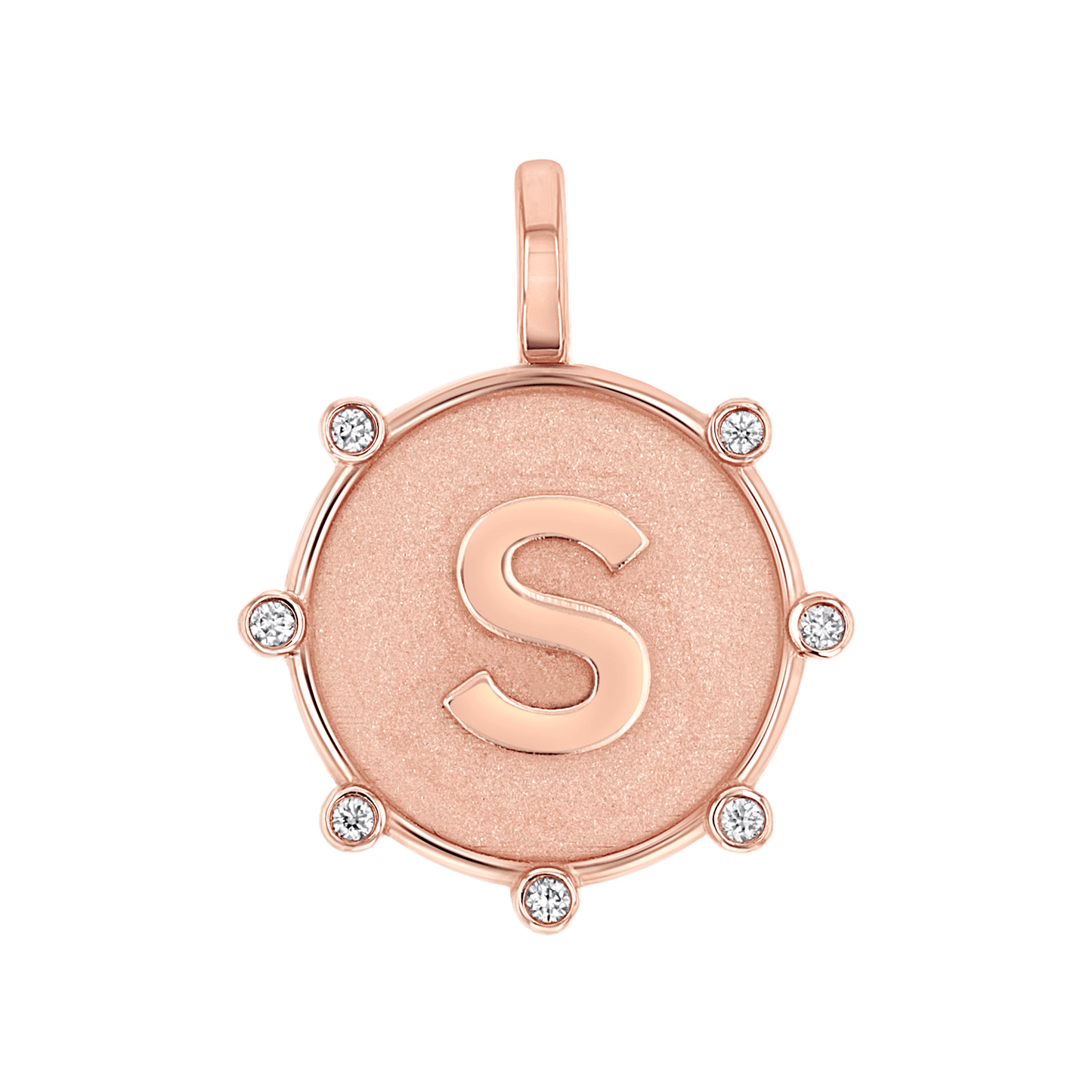 Initial Letter Medallion Charm - Lotus Diamond