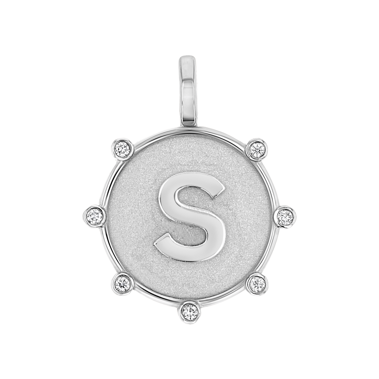 Initial Letter Medallion Charm - Lotus Diamond