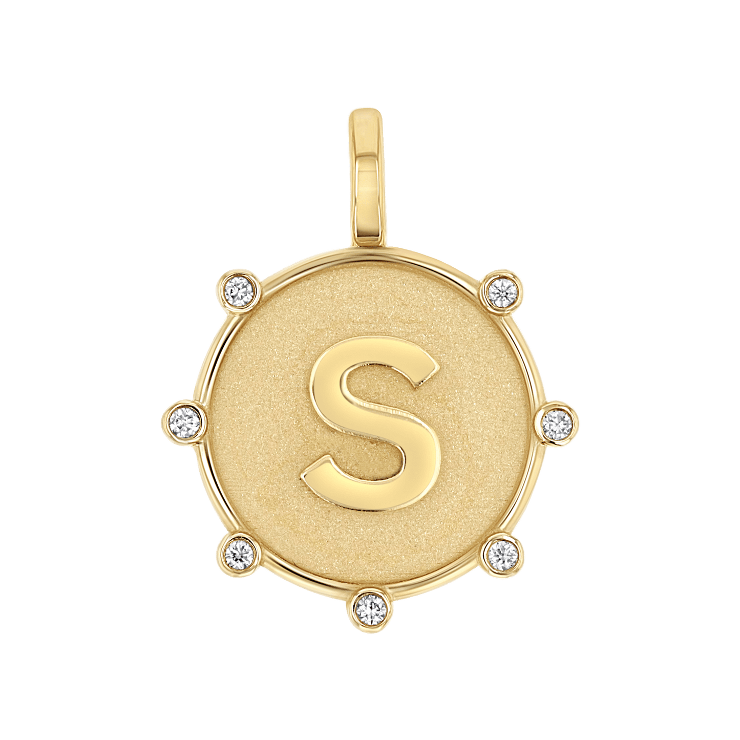 Initial Letter Medallion Charm - Lotus Diamond