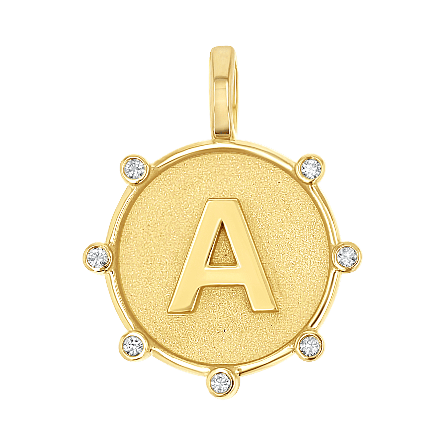 Initial Letter Medallion Charm - Lotus Diamond