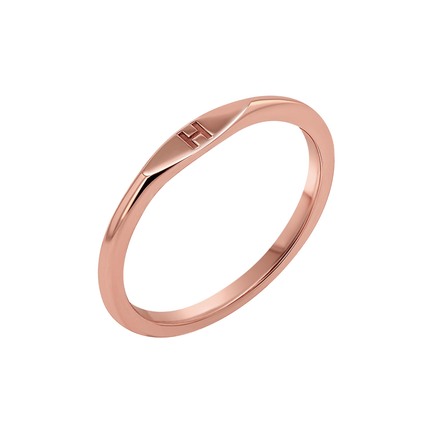 Initial Wire Stacking Band - Lotus Diamond