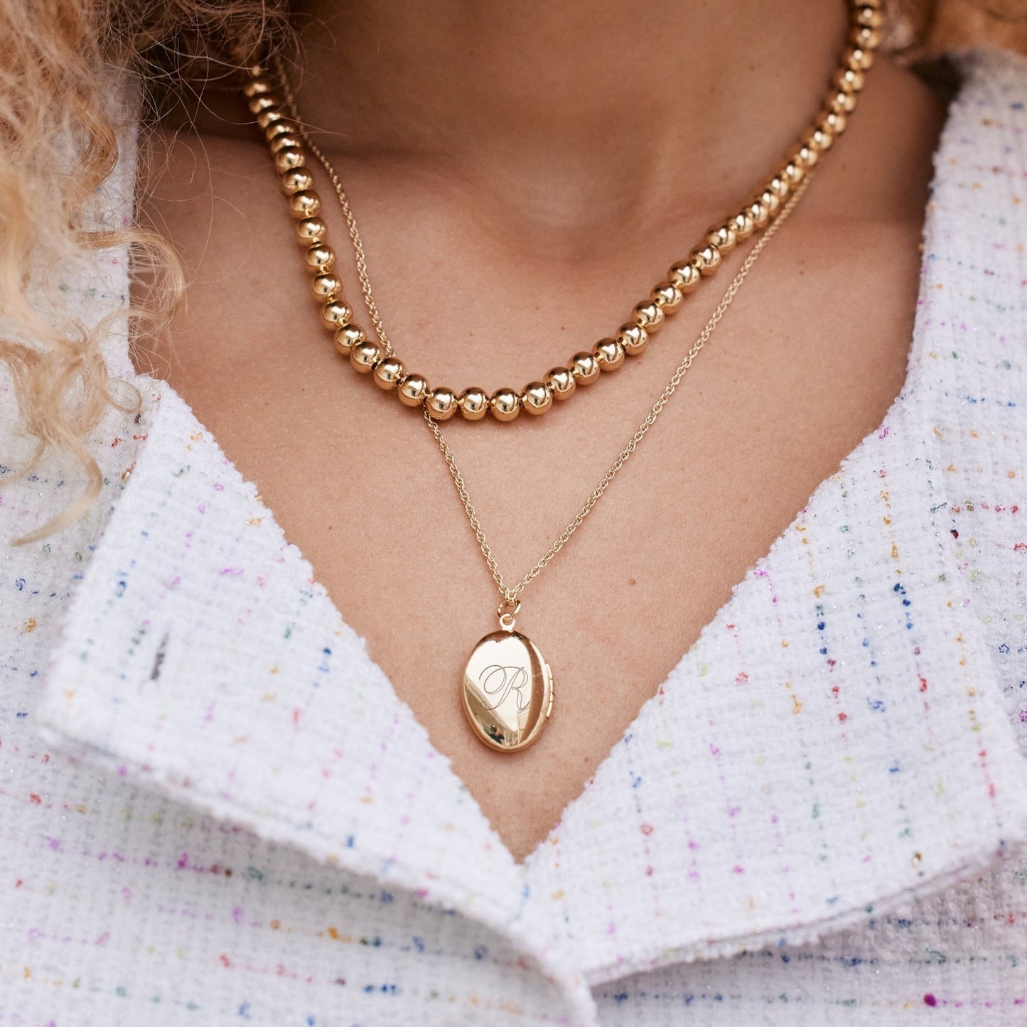 Isla Oval Locket Layering Set - Lotus Diamond
