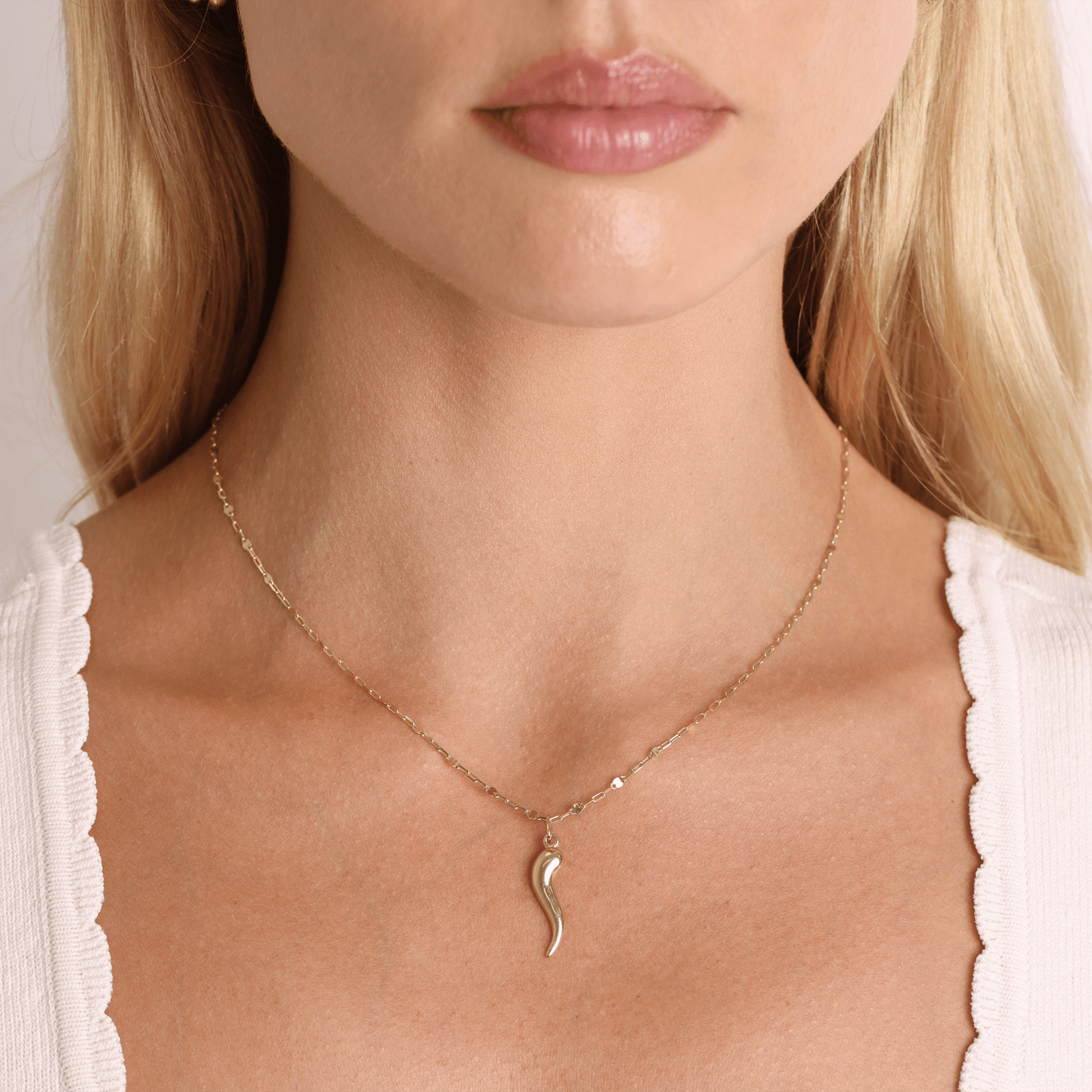 Italian Horn Charm - Lotus Diamond
