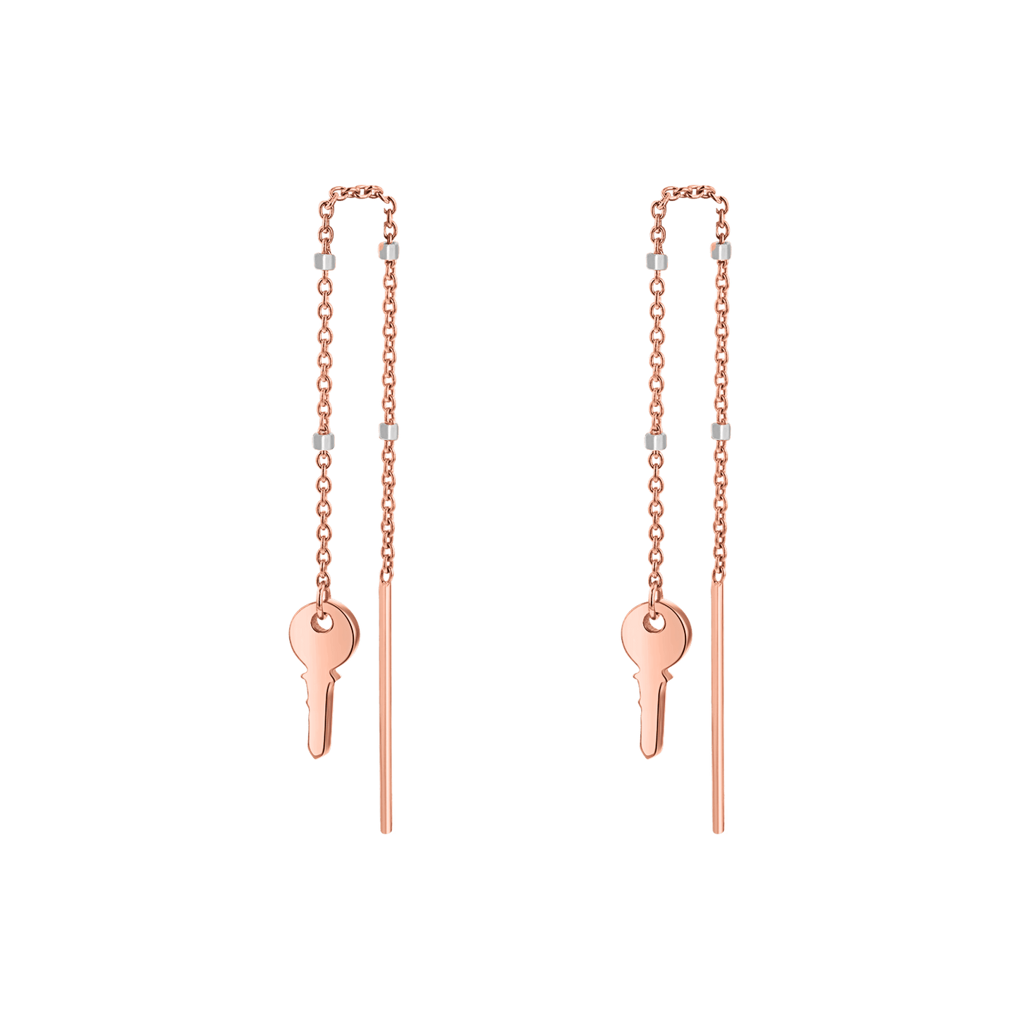 Key Sparkle Chain Threader Earring - Lotus Diamond