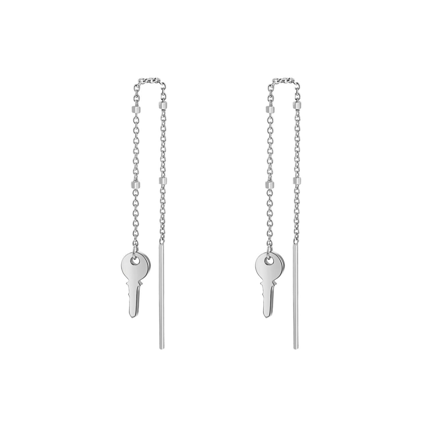 Key Sparkle Chain Threader Earring - Lotus Diamond
