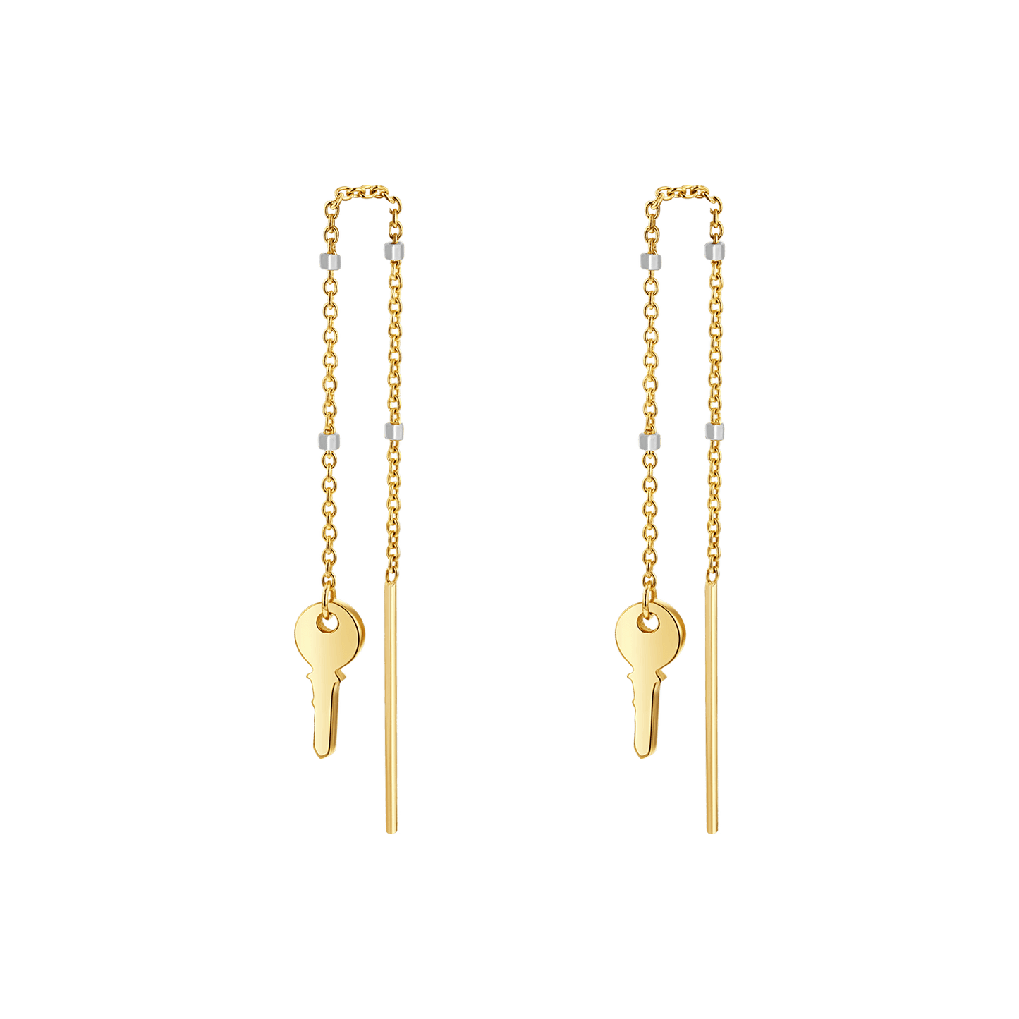 Key Sparkle Chain Threader Earring - Lotus Diamond