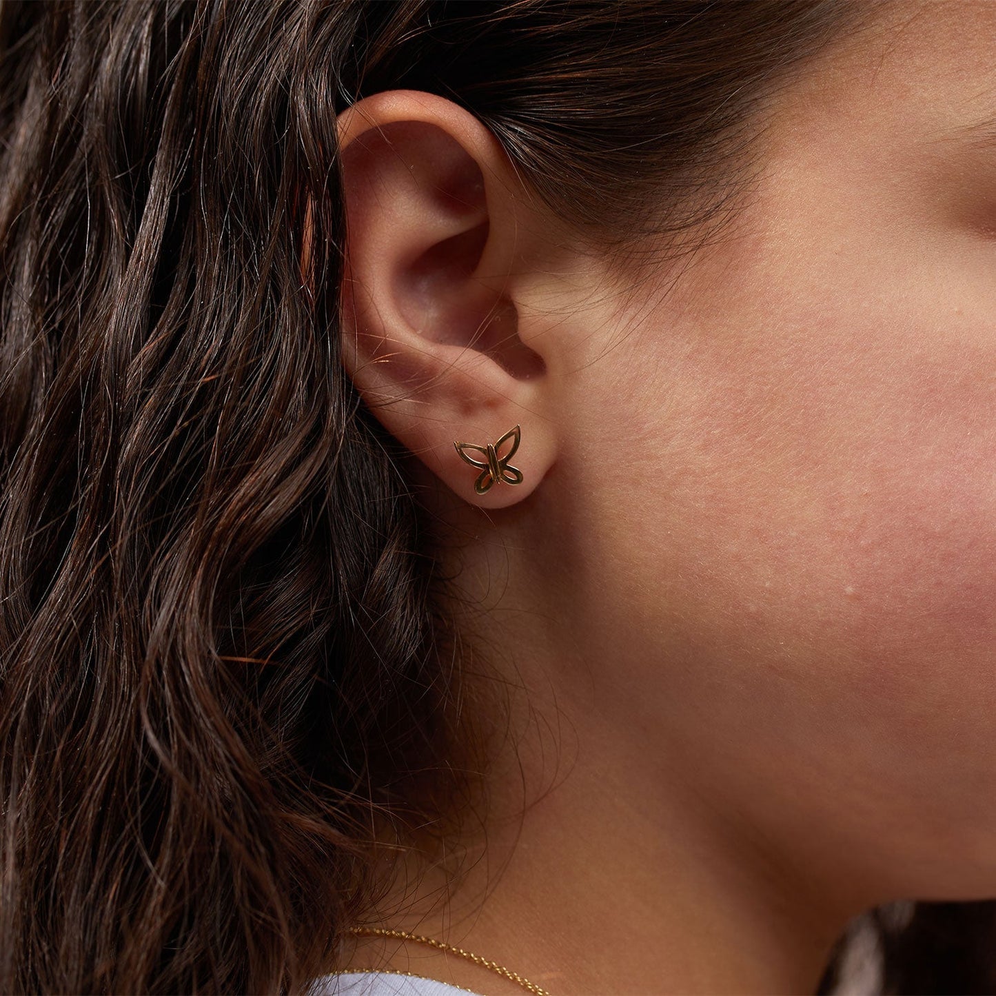 Kids Butterfly Silhouette Stud Earrings - Lotus Diamond