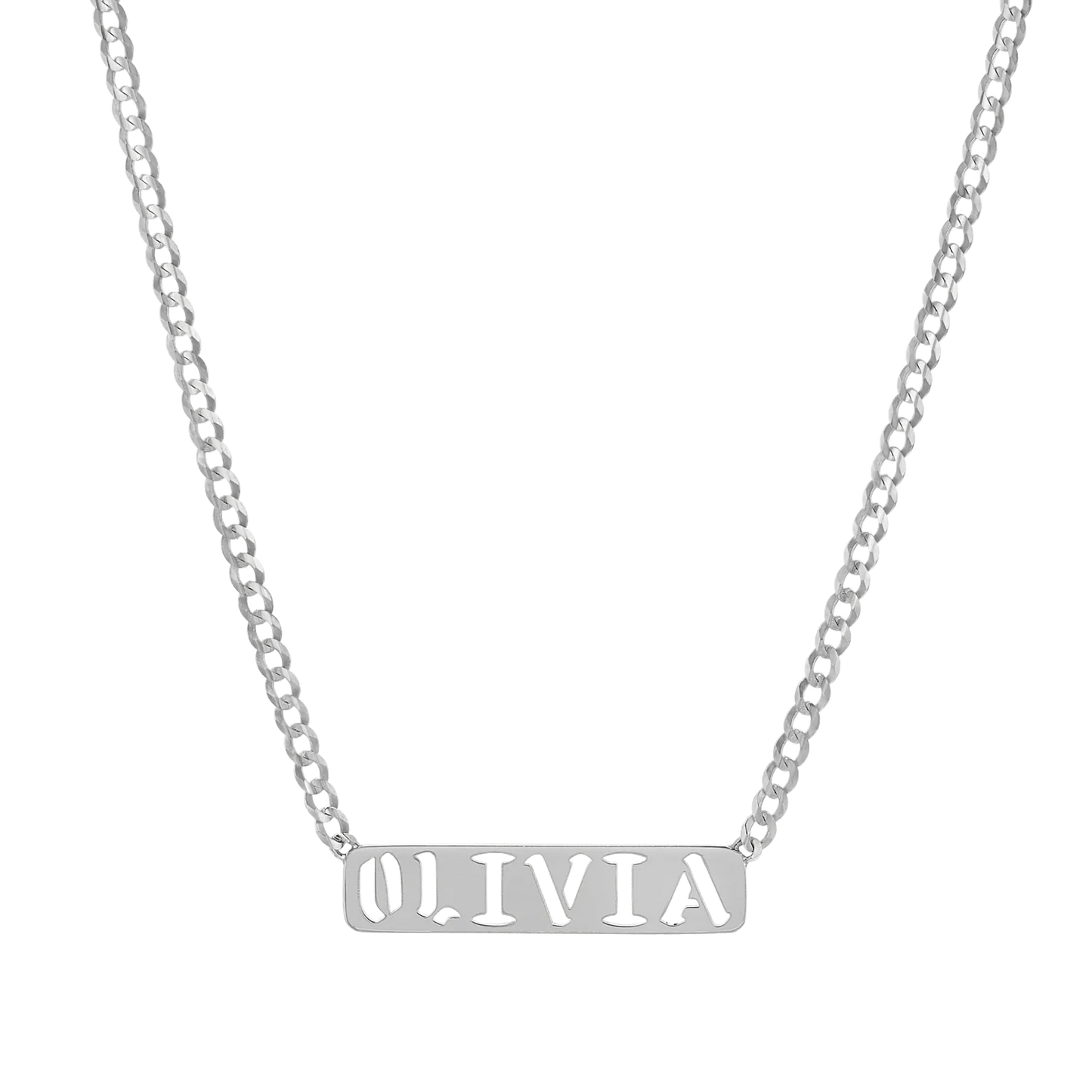 Kids Cuban Link Custom Nameplate Necklace - Lotus Diamond