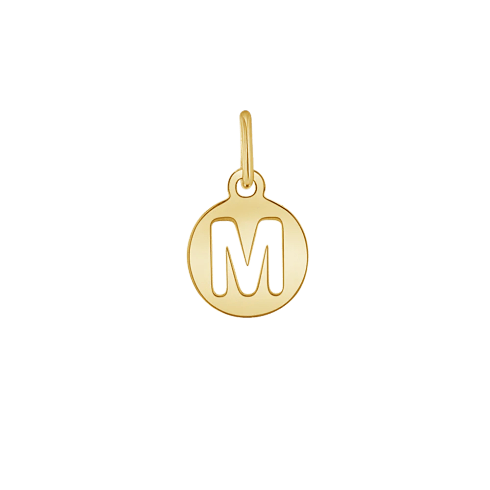 Kids Cut - Out Round Initial Letter Charm - Lotus Diamond
