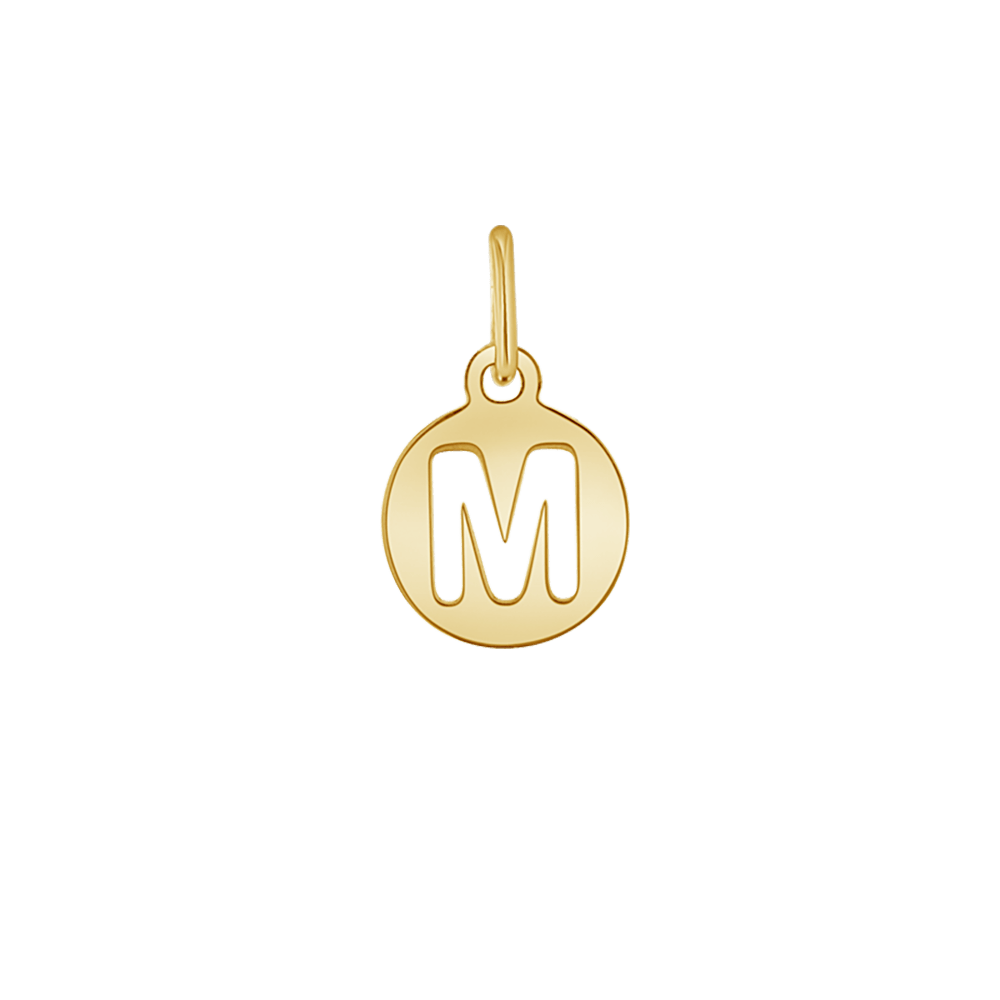 Kids Cut - Out Round Initial Letter Charm - Lotus Diamond