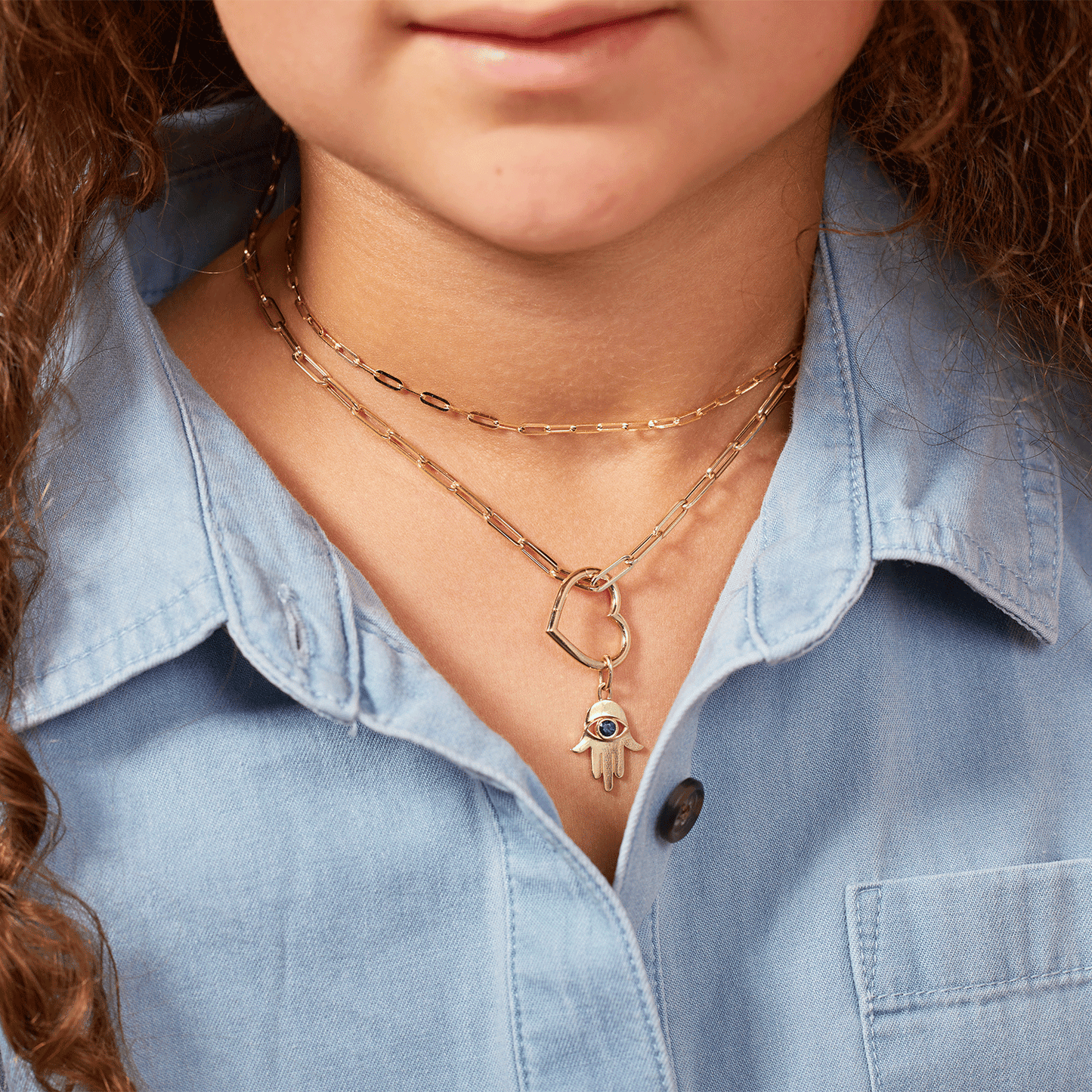 Kids Dainty Paperclip Necklace - Lotus Diamond