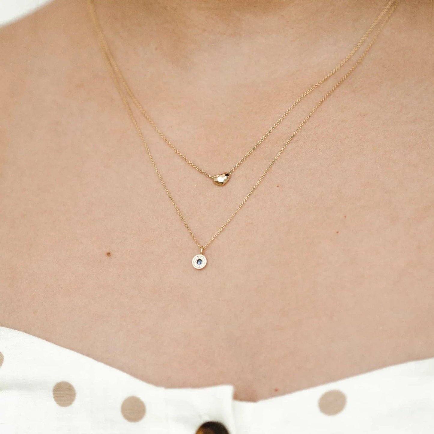 Kids Dainty Round Evil Eye Necklace - Lotus Diamond