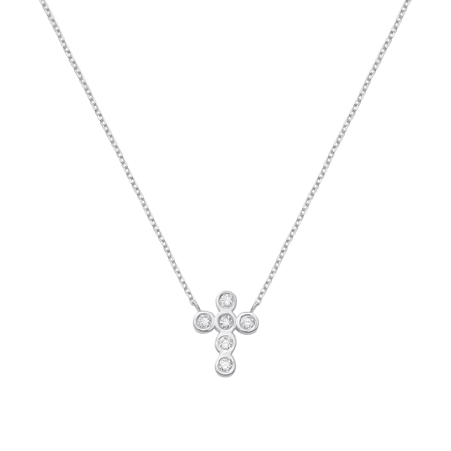 Kids Diamond Bezel Cross Necklace - Lotus Diamond