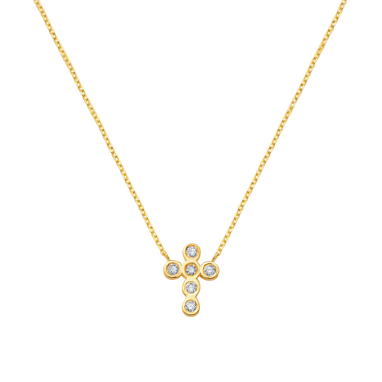 Kids Diamond Bezel Cross Necklace - Lotus Diamond
