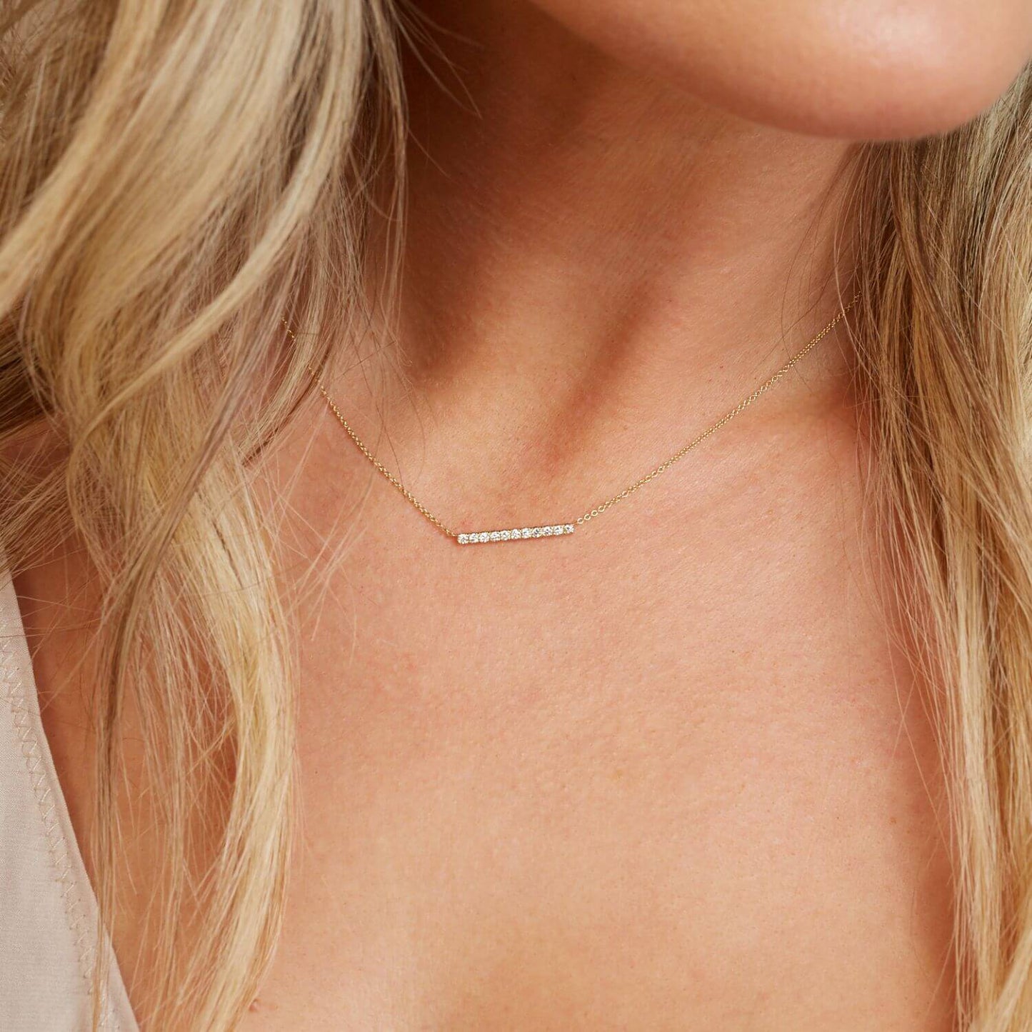Kids Diamond Pave Bar Necklace - Lotus Diamond