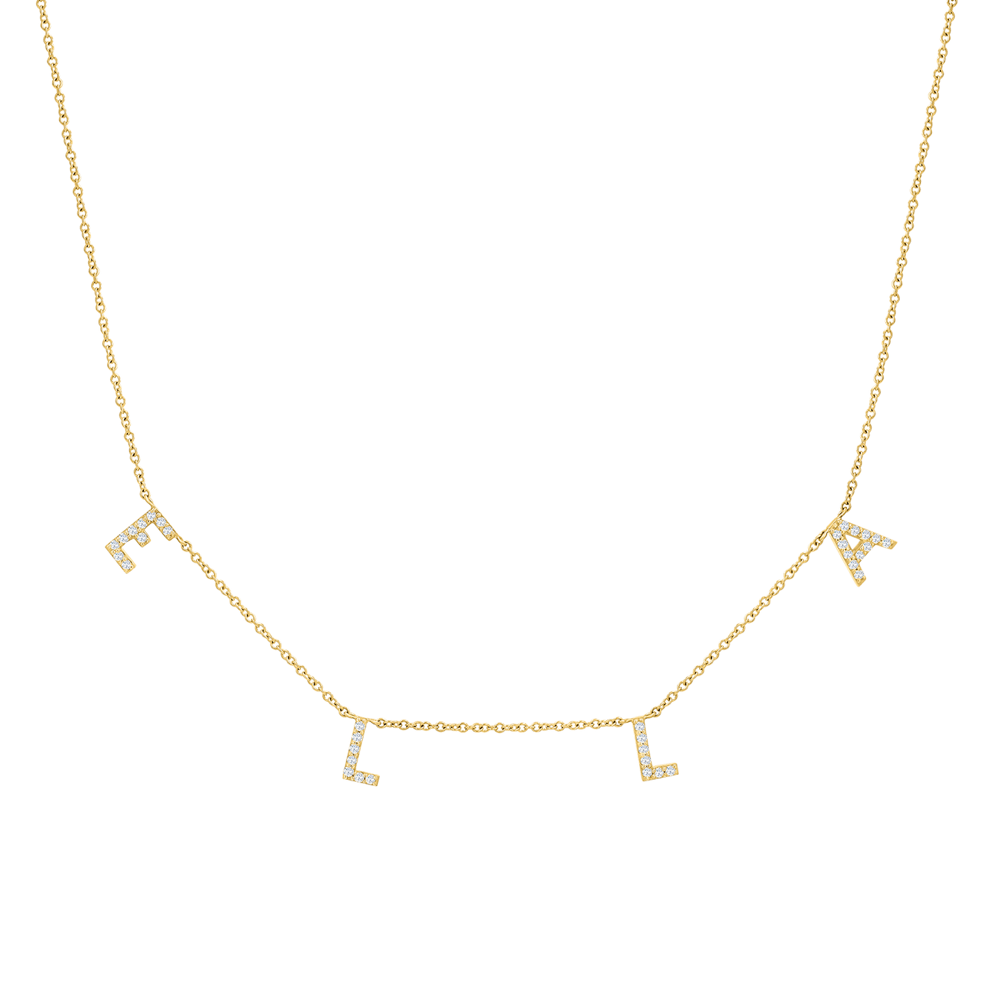 Kids Diamond Spaced Letter Necklace - Lotus Diamond