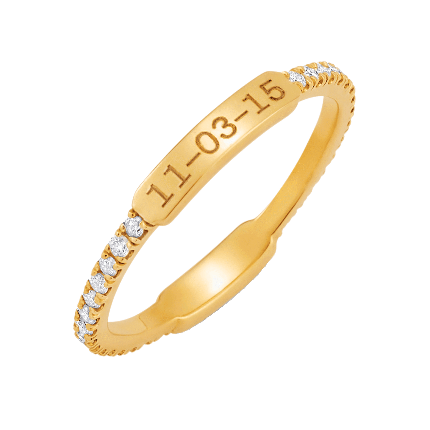 Kids Diamond U - Pave Engraved Ring - Lotus Diamond
