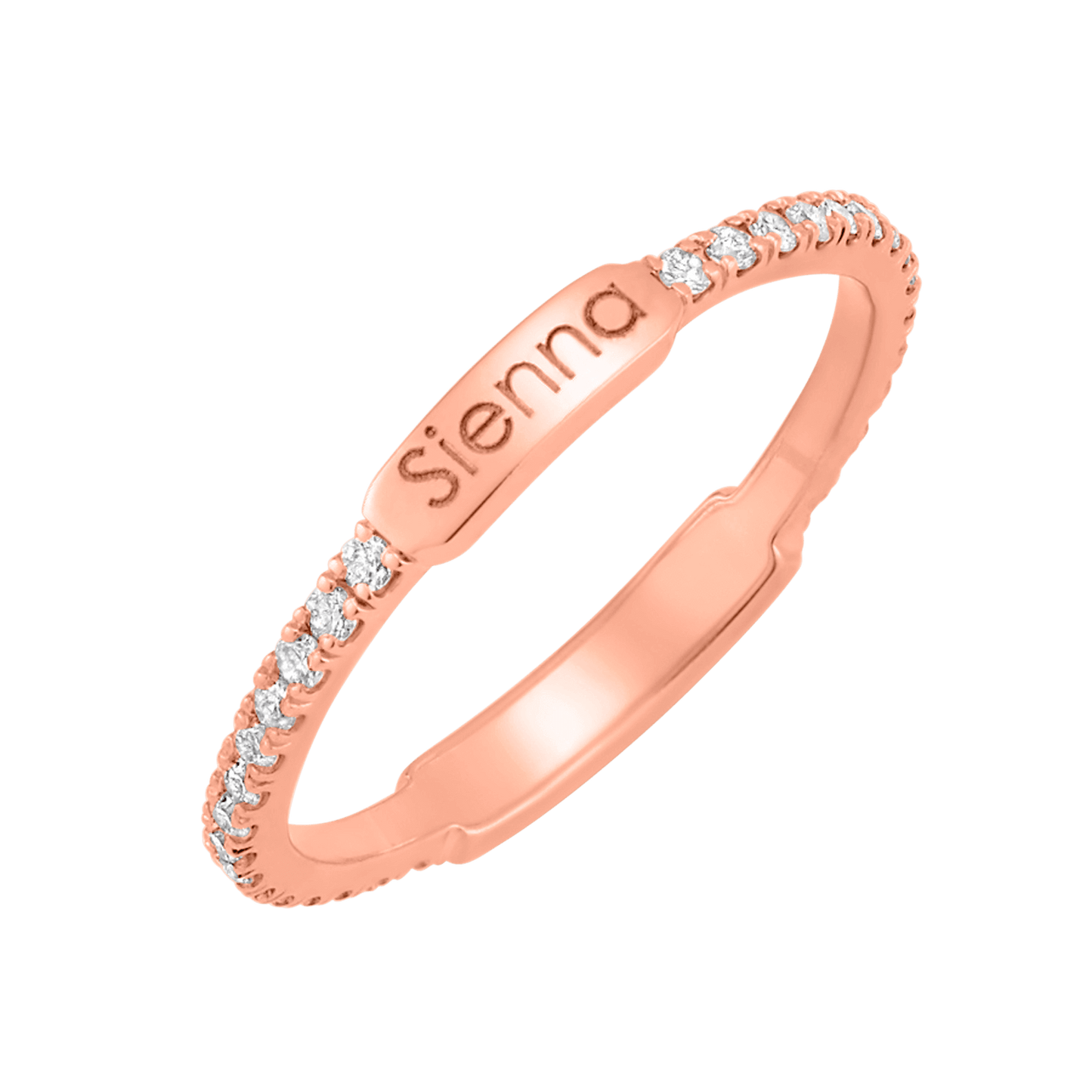 Kids Diamond U - Pave Engraved Ring - Lotus Diamond
