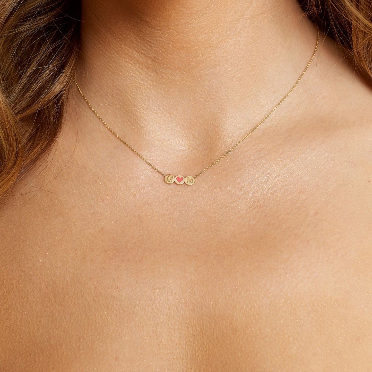 Kids Enamel Heart Initial Necklace - Lotus Diamond