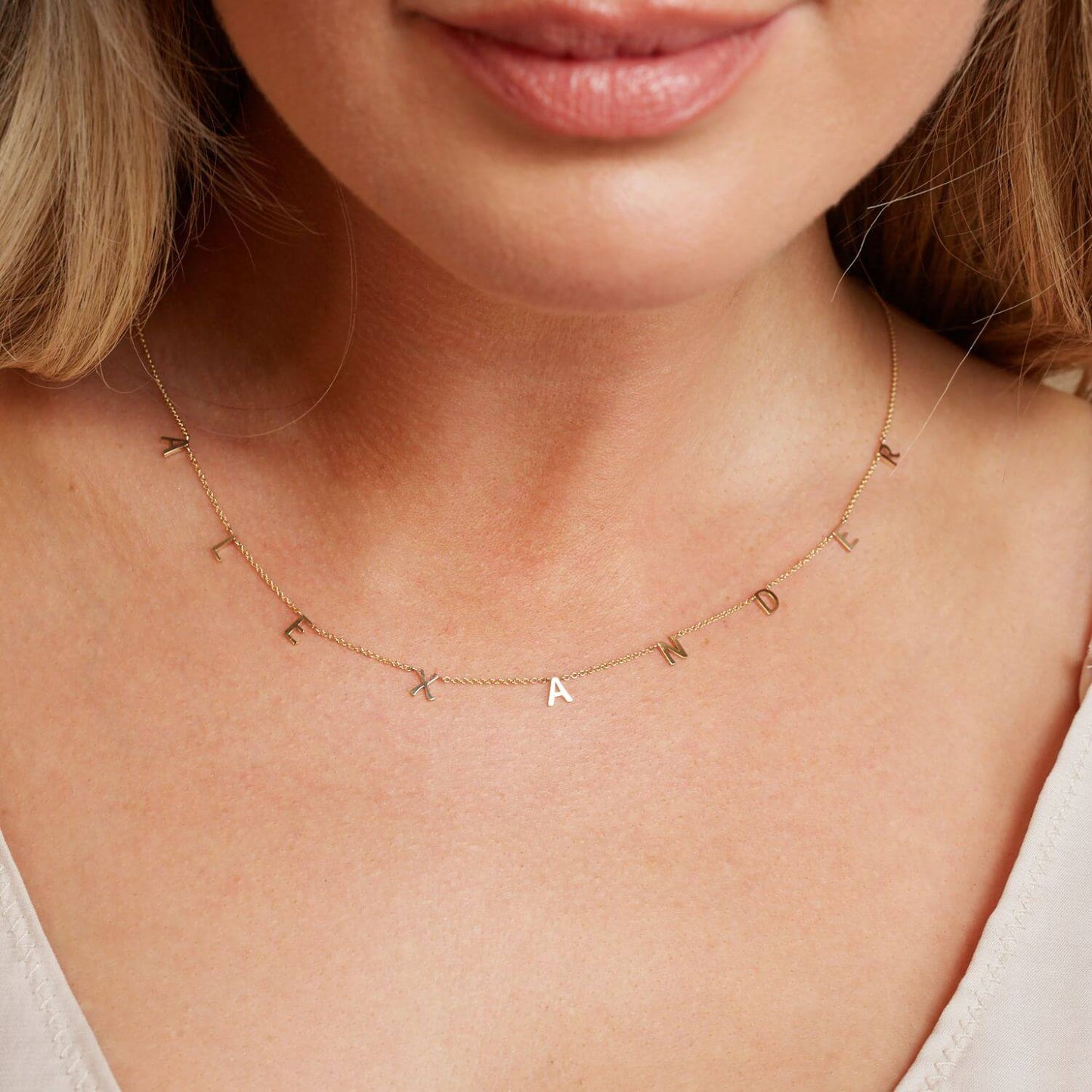 Kids Mini Spaced Letter Necklace - Lotus Diamond