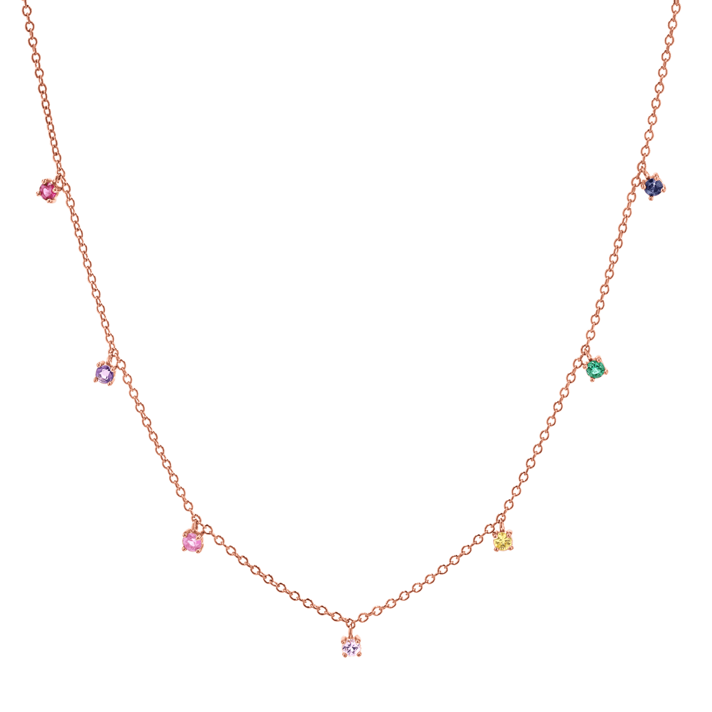 Kids Rainbow Gemstone Drop Necklace - Lotus Diamond
