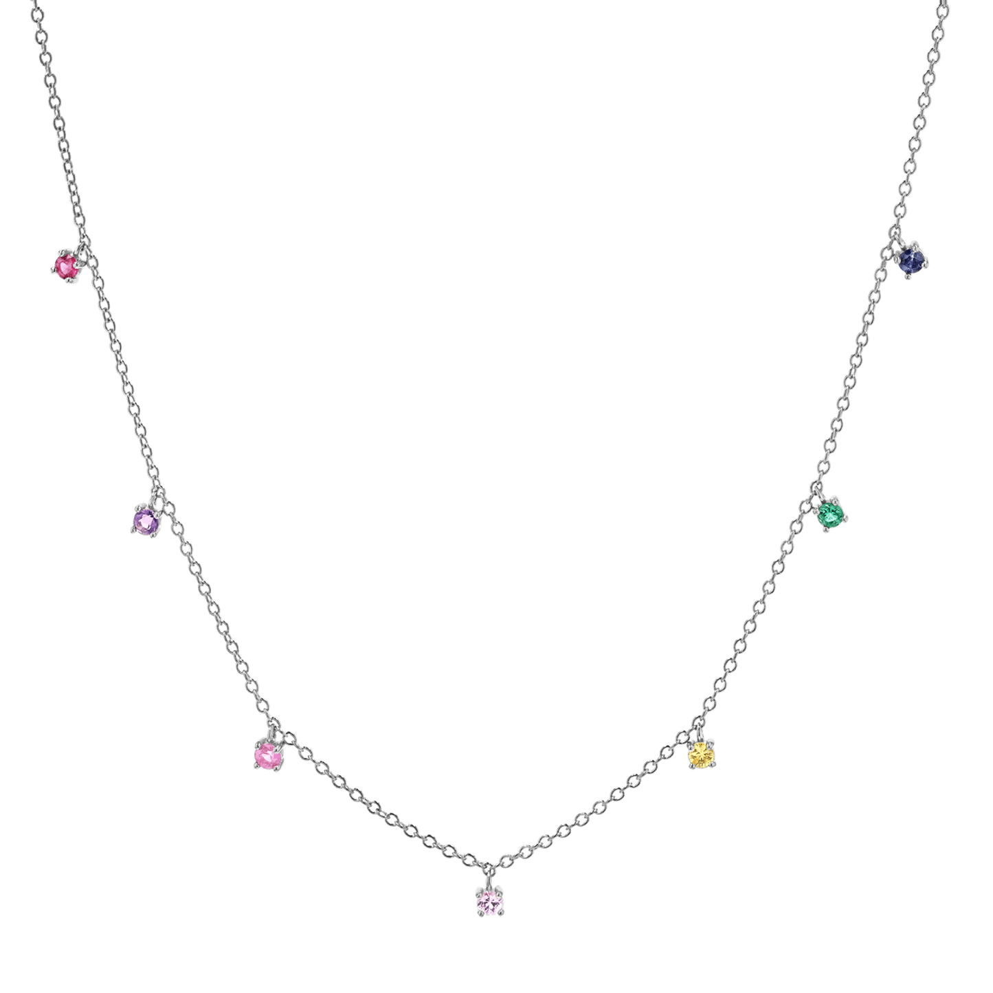 Kids Rainbow Gemstone Drop Necklace - Lotus Diamond