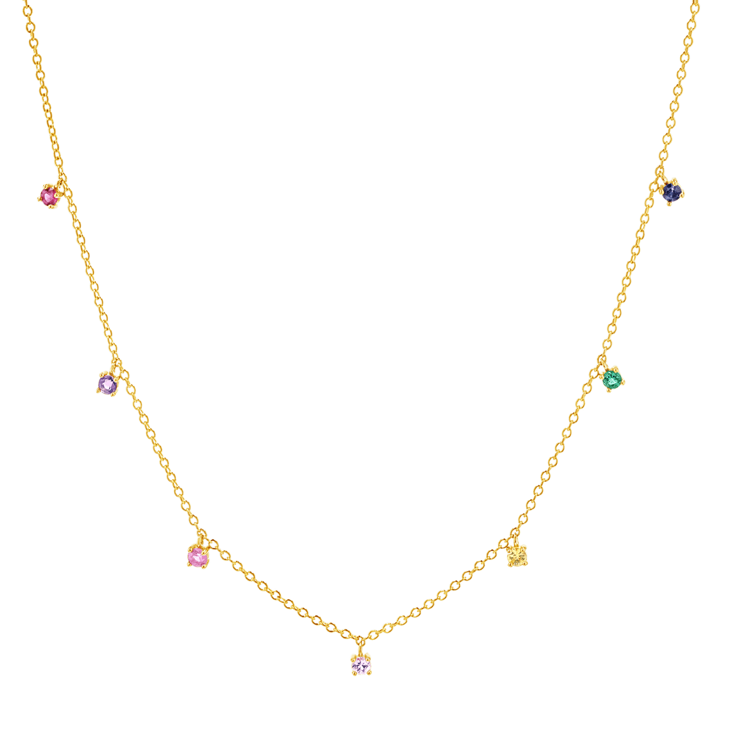 Kids Rainbow Gemstone Drop Necklace - Lotus Diamond
