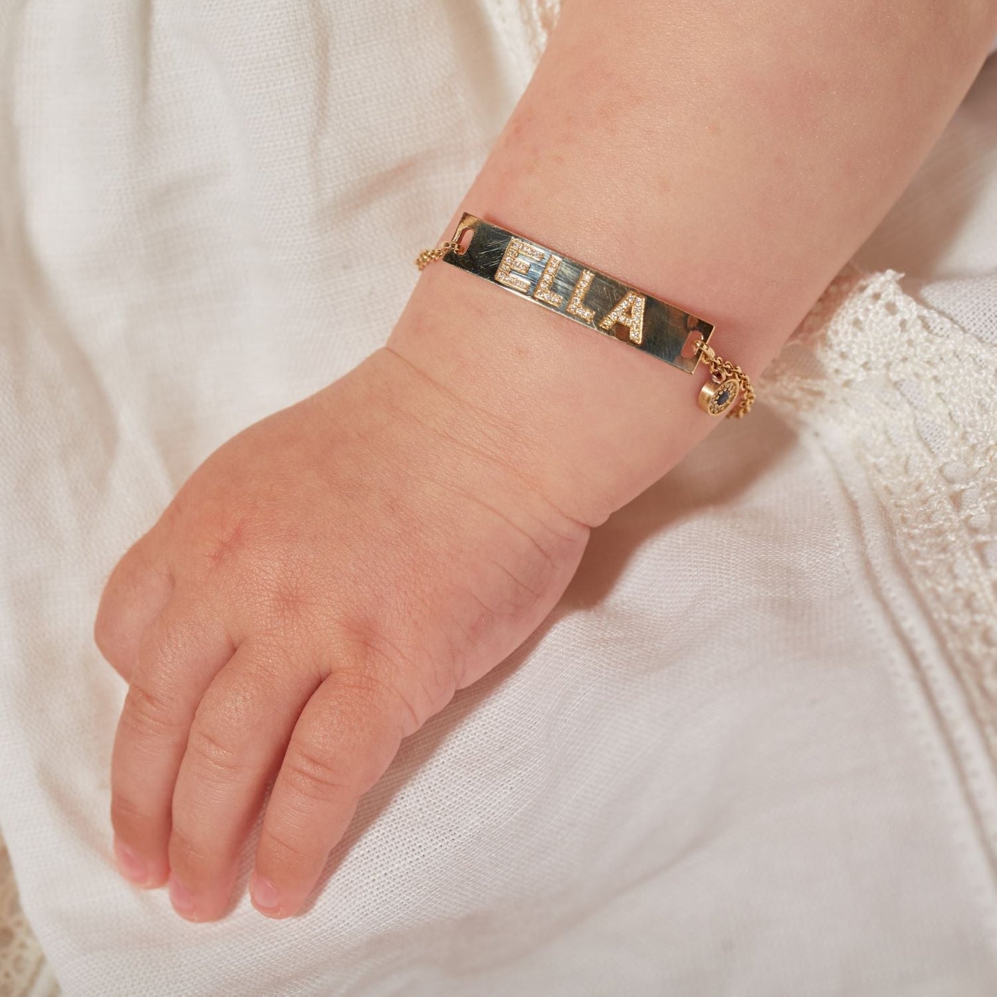 Kids Signature Classic ID Engravable Pave Bracelet - Lotus Diamond