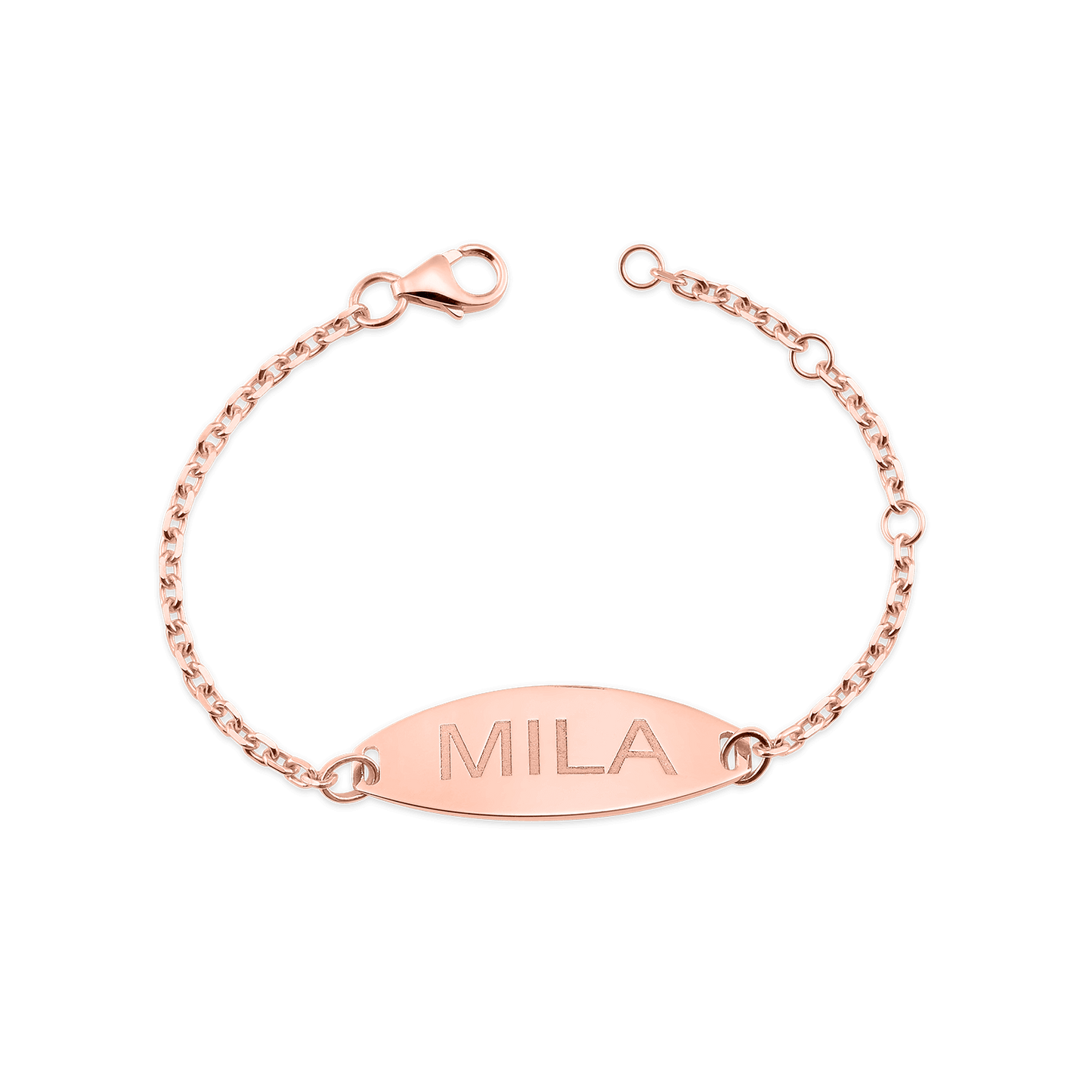 Kids Signature Elongated Oval ID Engravable Bracelet - Lotus Diamond
