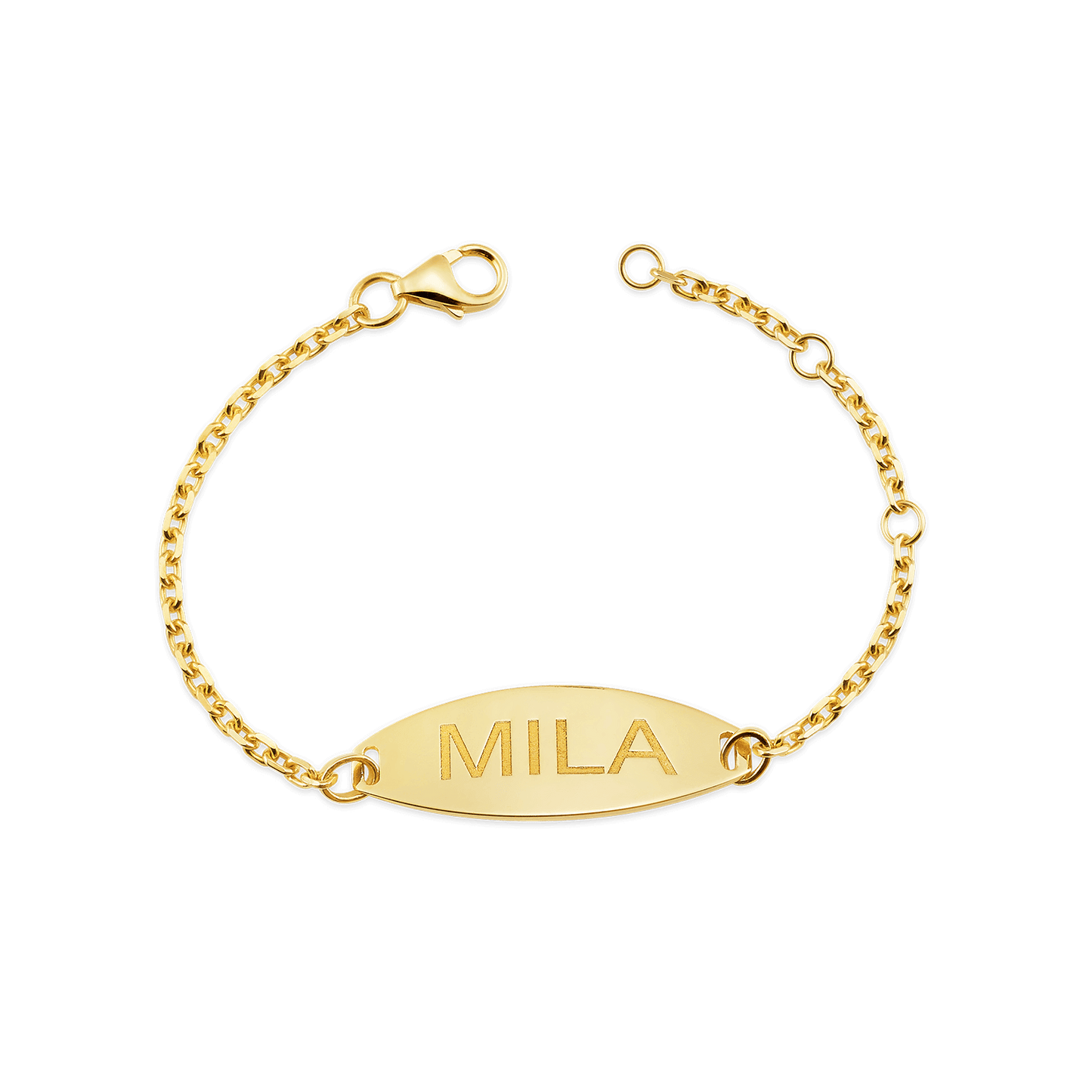 Kids Signature Elongated Oval ID Engravable Bracelet - Lotus Diamond