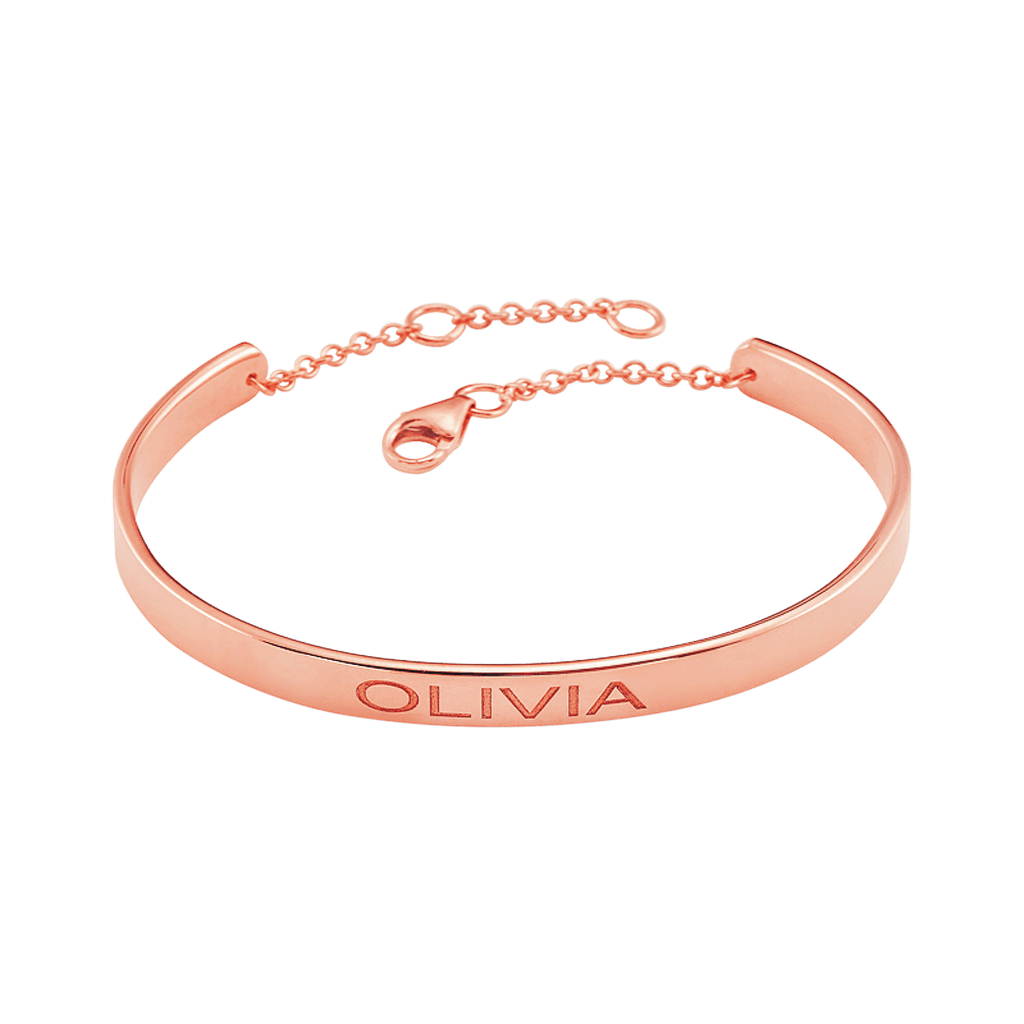 Kids Signature Engravable Cuff ID Bracelet - Lotus Diamond