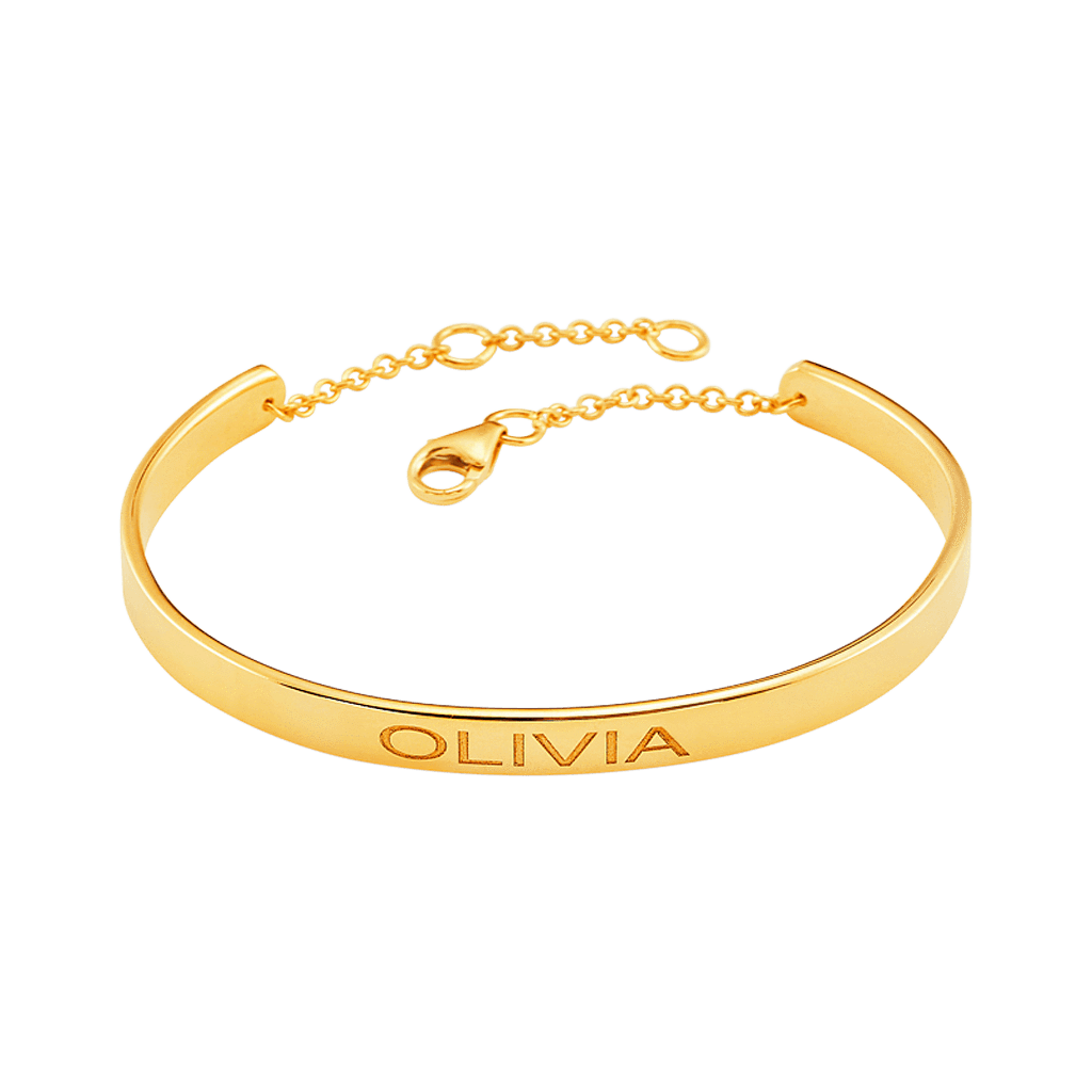 Kids Signature Engravable Cuff ID Bracelet - Lotus Diamond