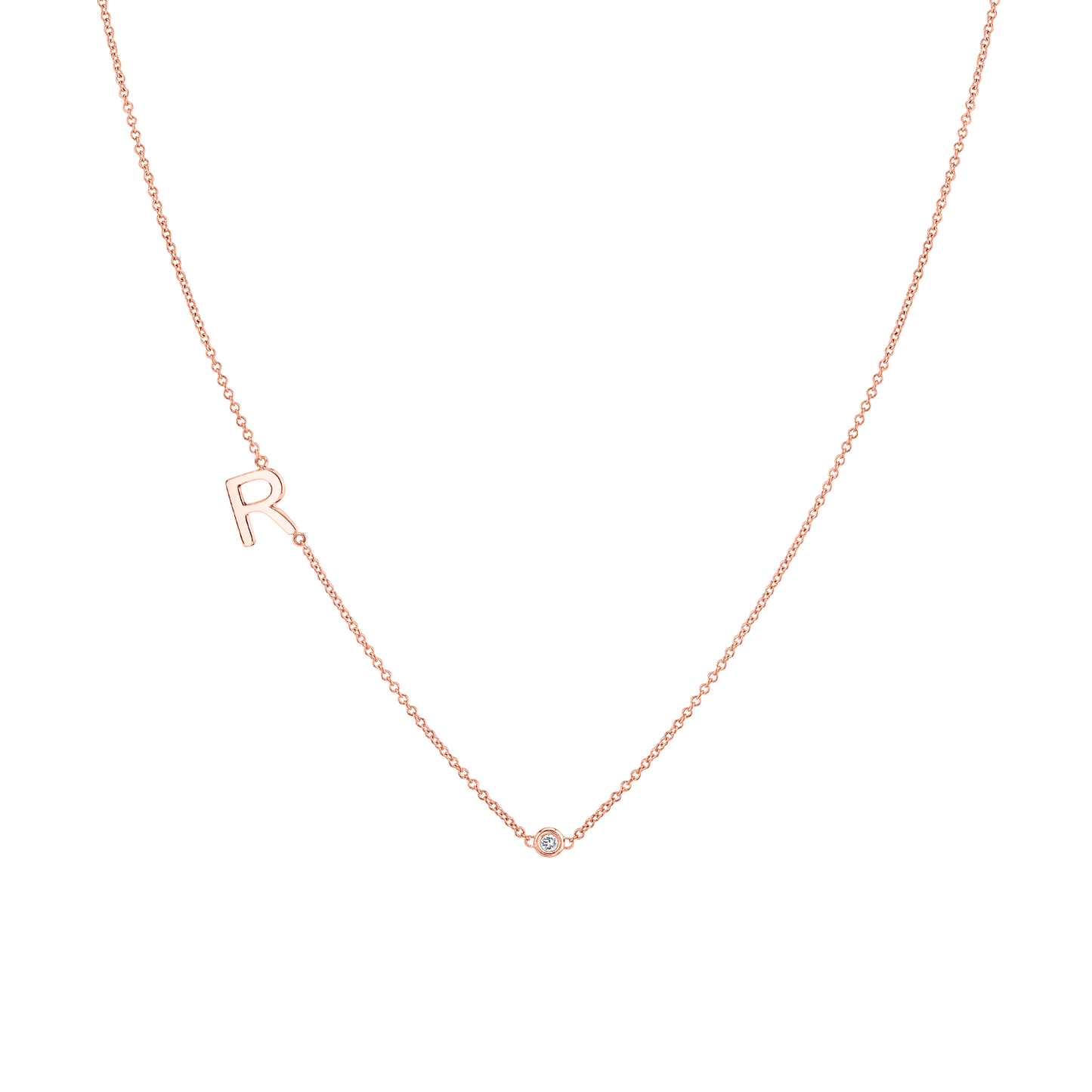 Kids Single Letter Diamond Bezel Necklace - Lotus Diamond