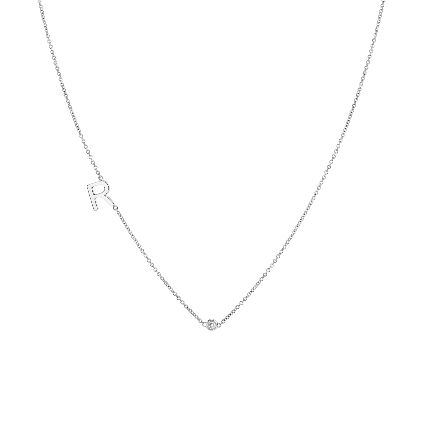 Kids Single Letter Diamond Bezel Necklace - Lotus Diamond