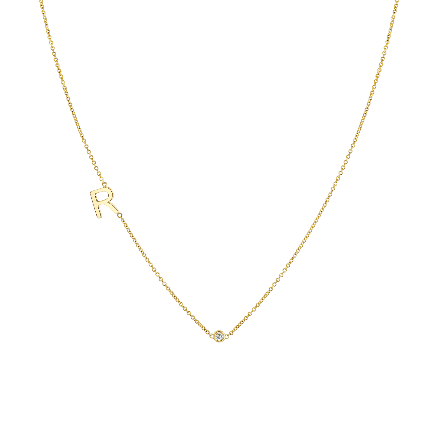 Kids Single Letter Diamond Bezel Necklace - Lotus Diamond