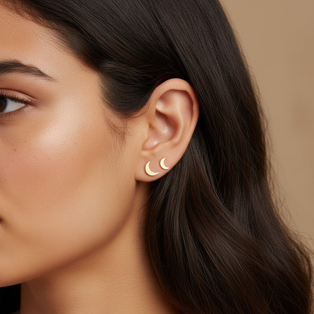 Kids Solid Moon Studs - Lotus Diamond