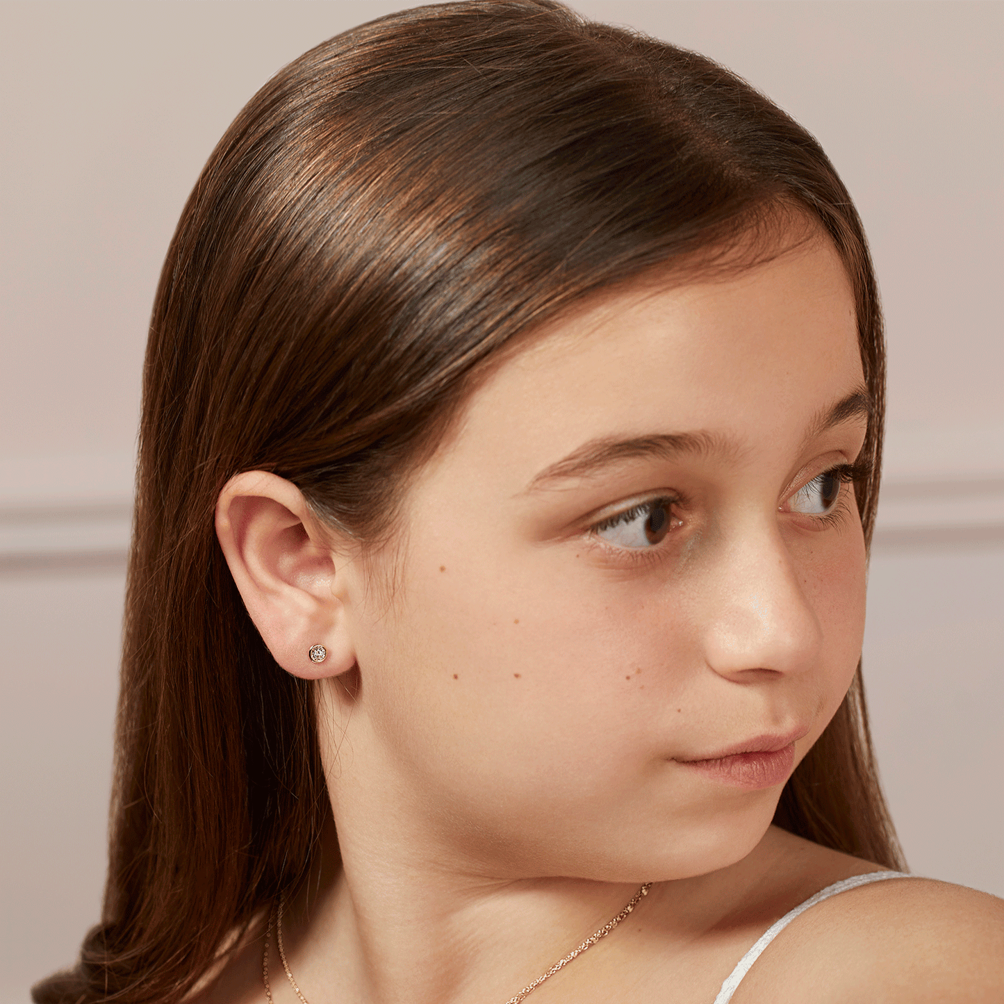 Kids Solitaire Bezel Studs - Lotus Diamond