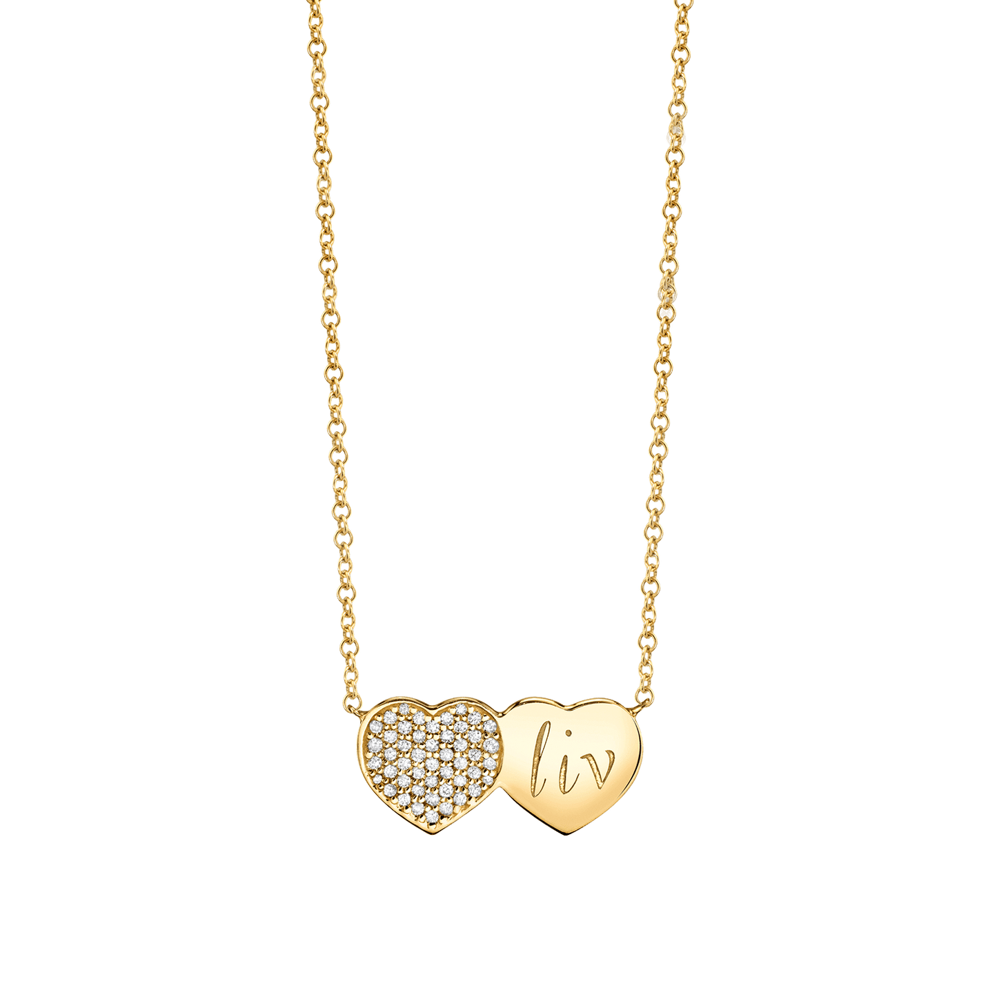 Kids Twin Heart Necklace - Lotus Diamond