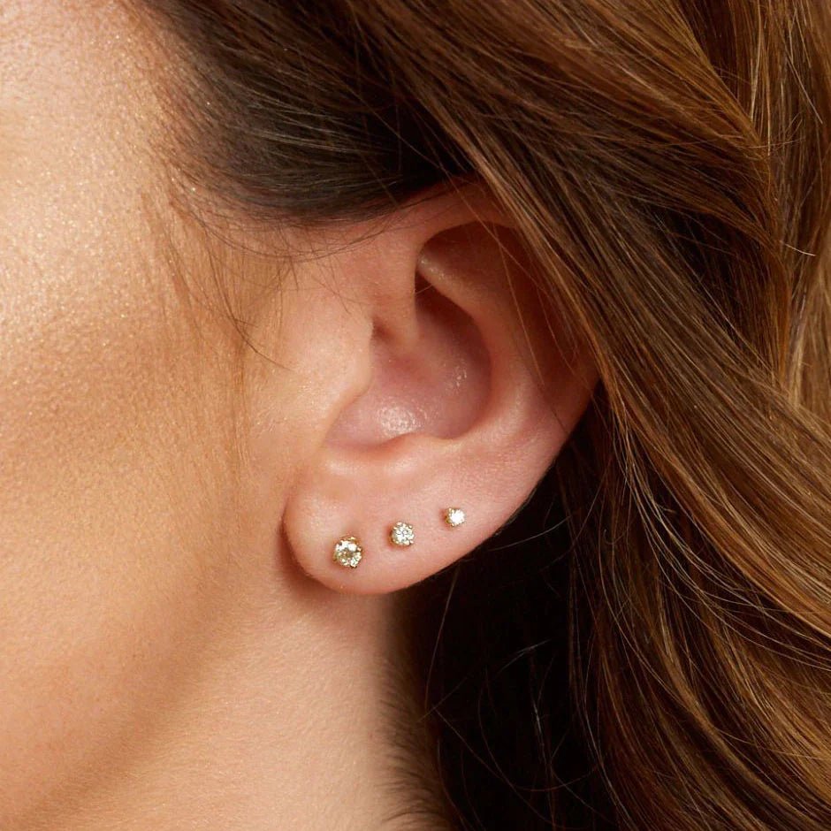 Kids U Pave Solitaire Studs - Lotus Diamond