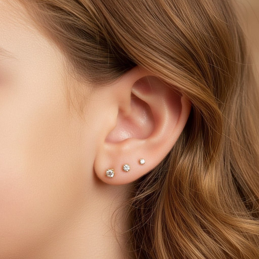 Kids U Pave Solitaire Studs - Lotus Diamond