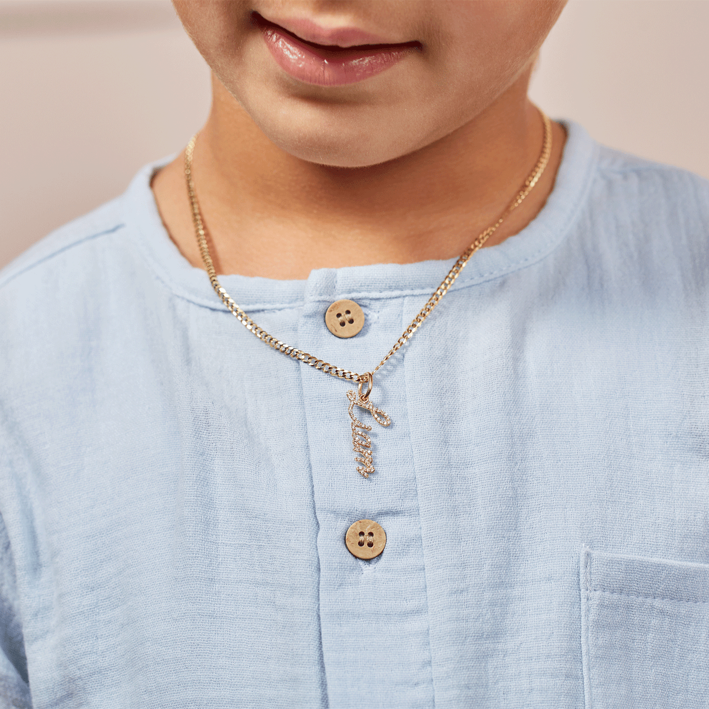 Kids Vertical Diamond Name Script Charm - Lotus Diamond