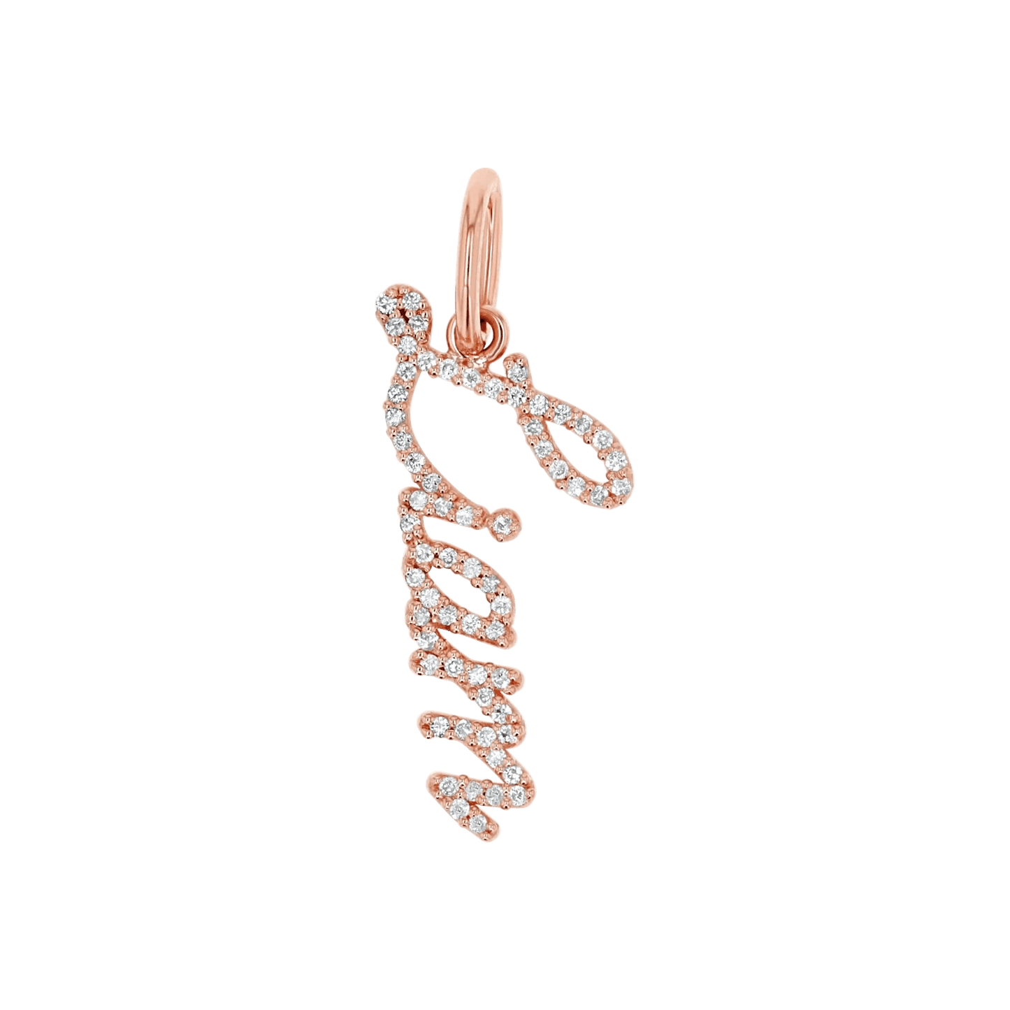 Kids Vertical Diamond Name Script Charm - Lotus Diamond