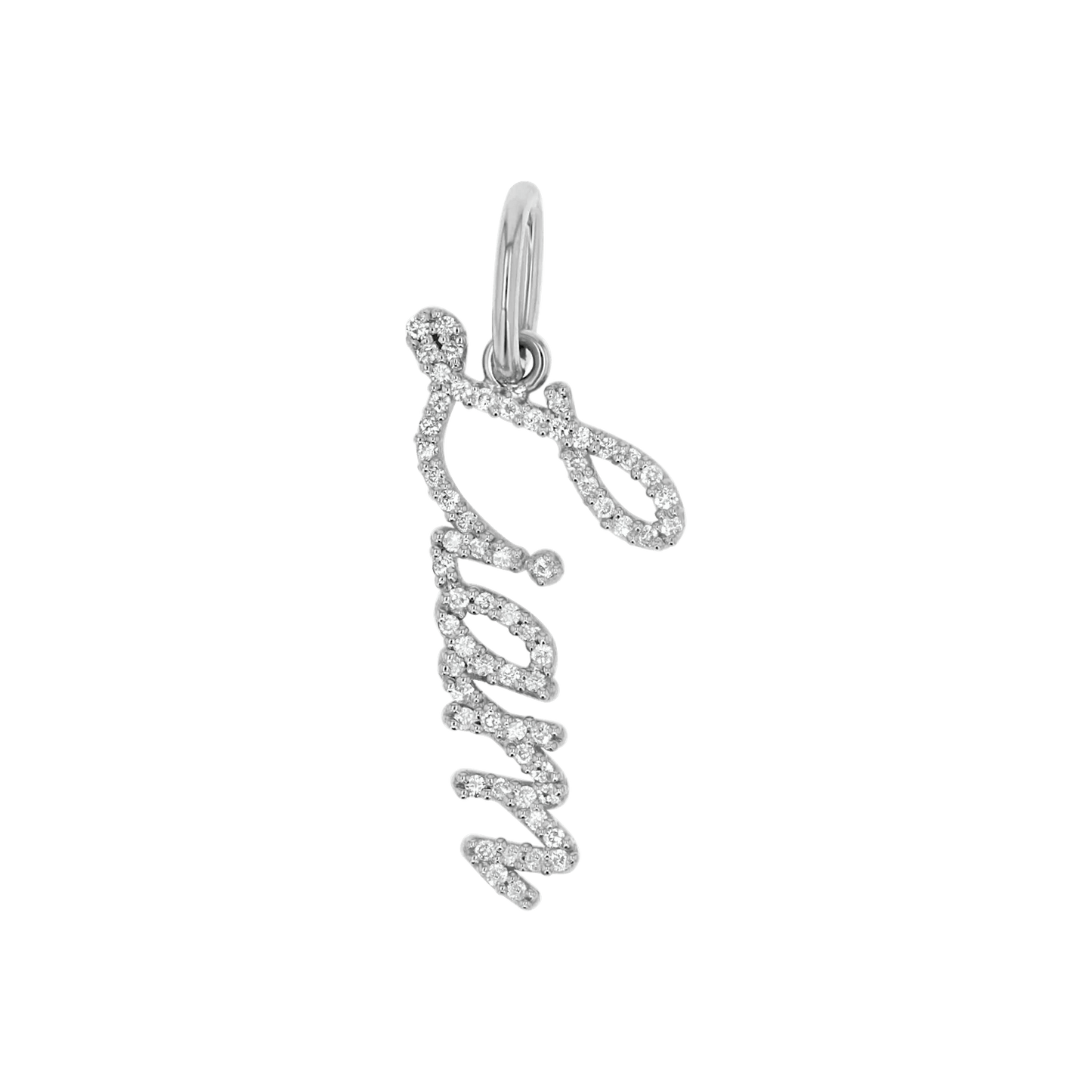 Kids Vertical Diamond Name Script Charm - Lotus Diamond
