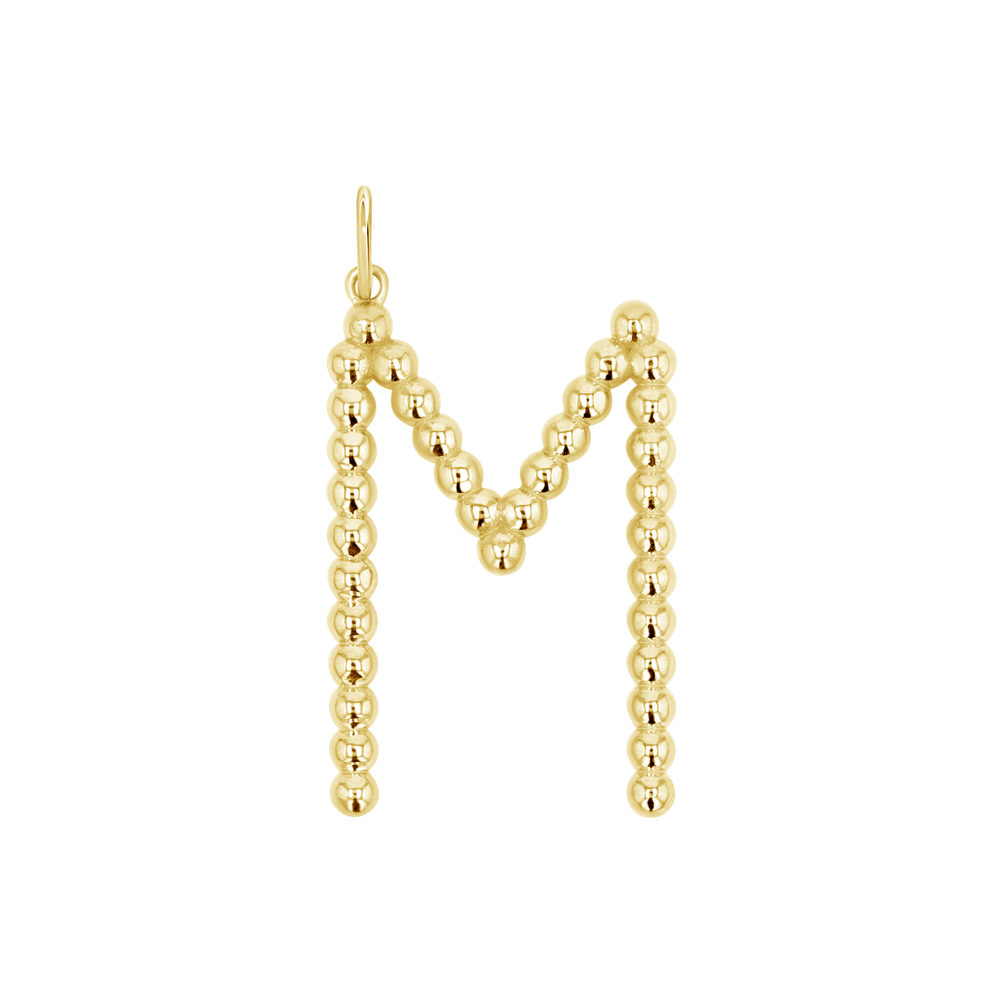 Large Gold Bead Letter Charm - Lotus Diamond