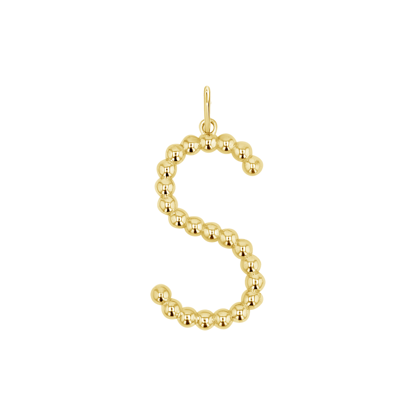 Large Gold Bead Letter Charm - Lotus Diamond