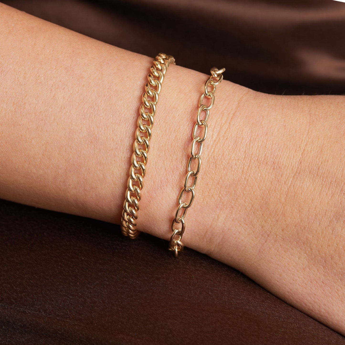 Large Rolo Chain Bracelet - Lotus Diamond