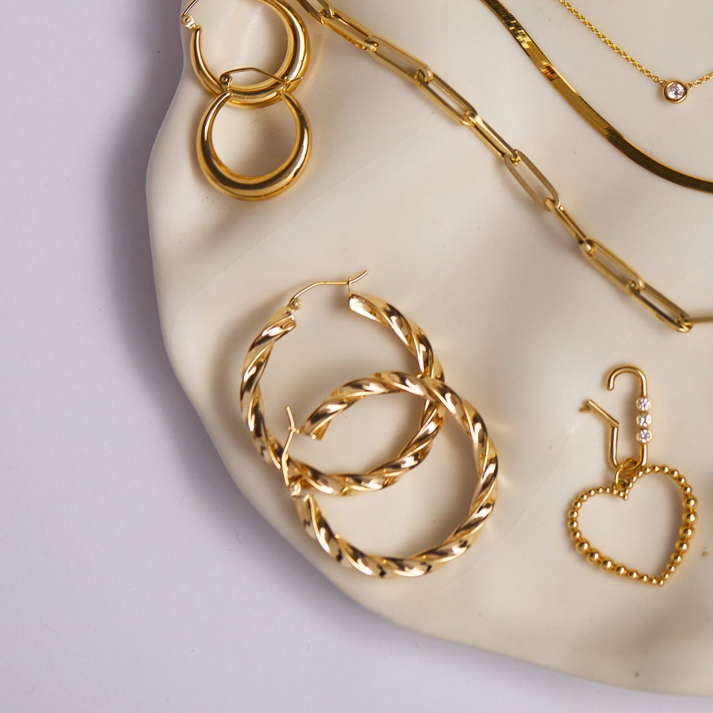 Large Twist Hoop Earrings - Lotus Diamond