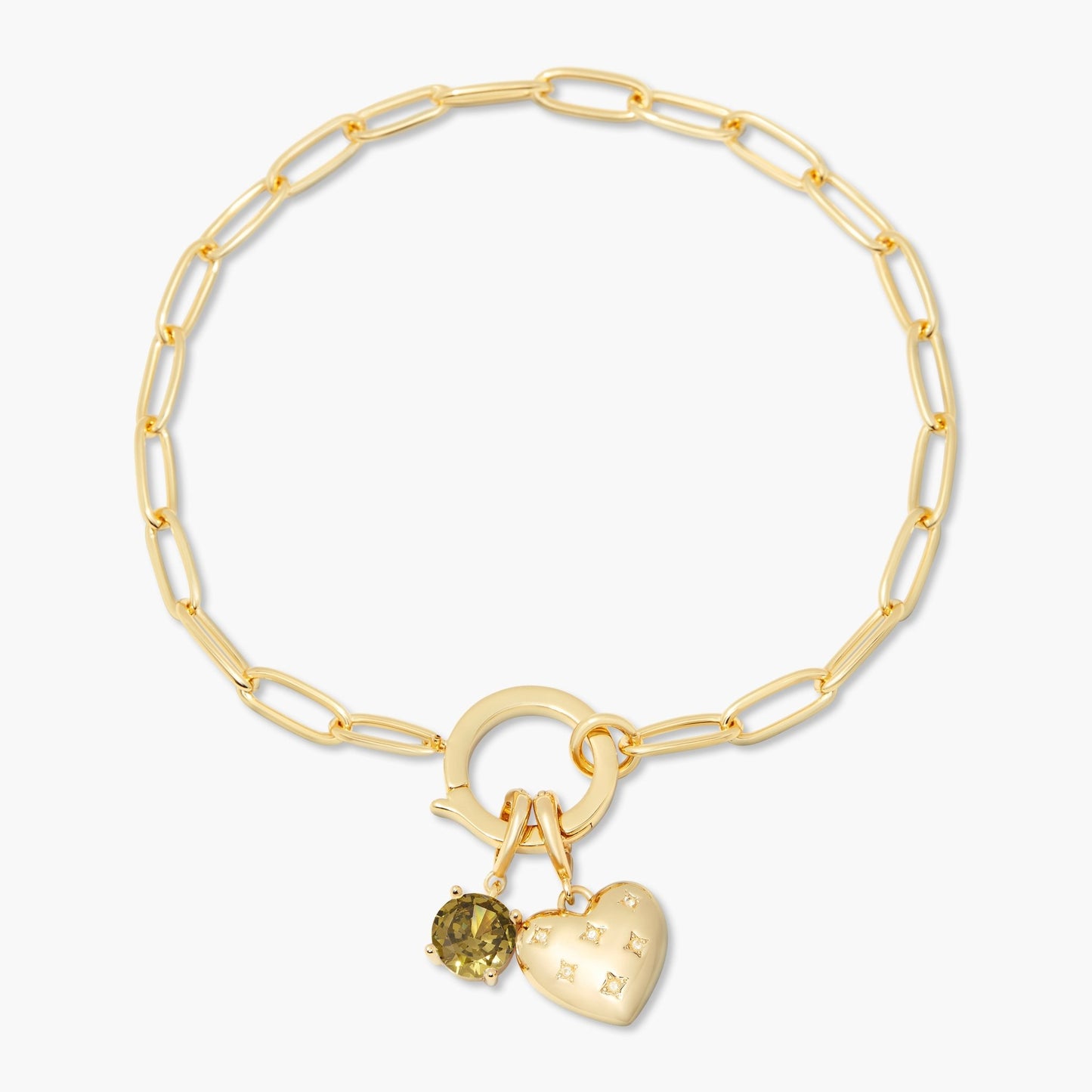 Lillian Birthstone Heart Charm Bracelet - Lotus Diamond